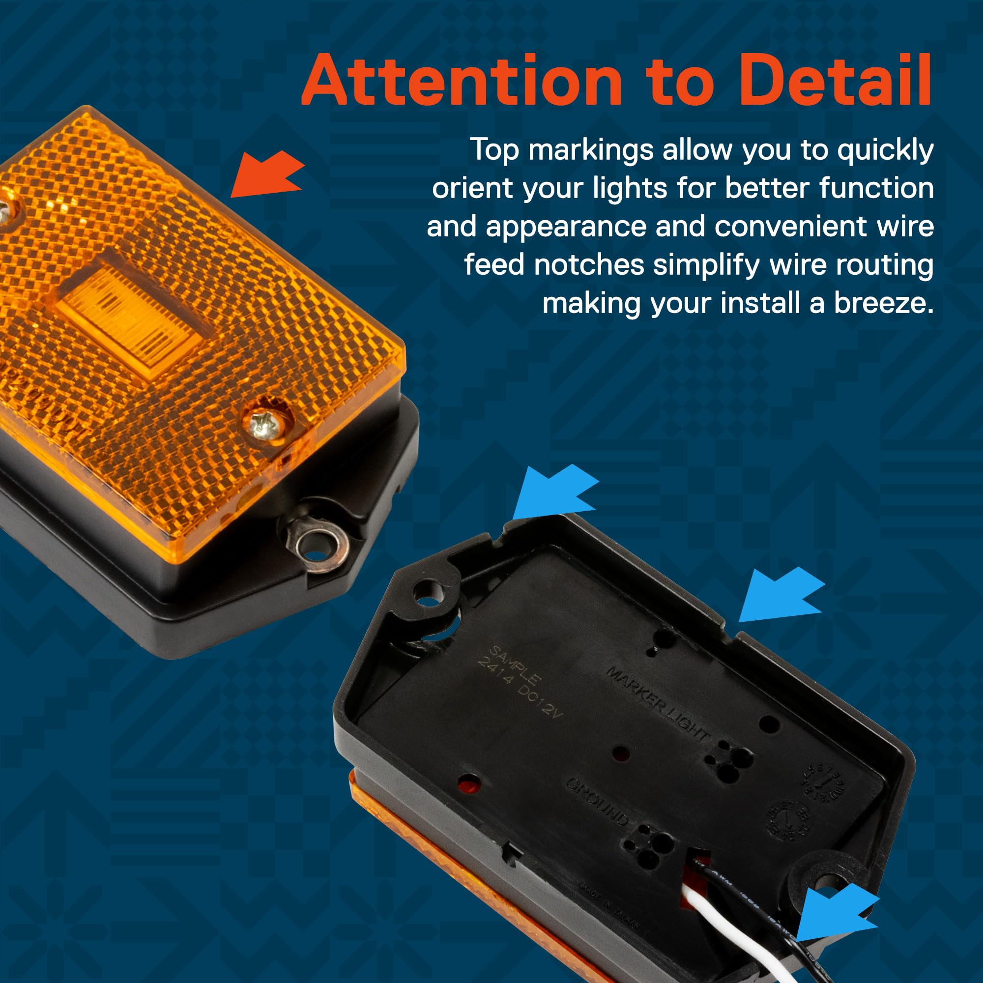 True Mods 2X3 3X2 Inch Amber Led Surface Mount Side Marker Light [Dot Fmvss-108] [Sae Ap2] [Ip67 Waterproof] [Integrated Reflect