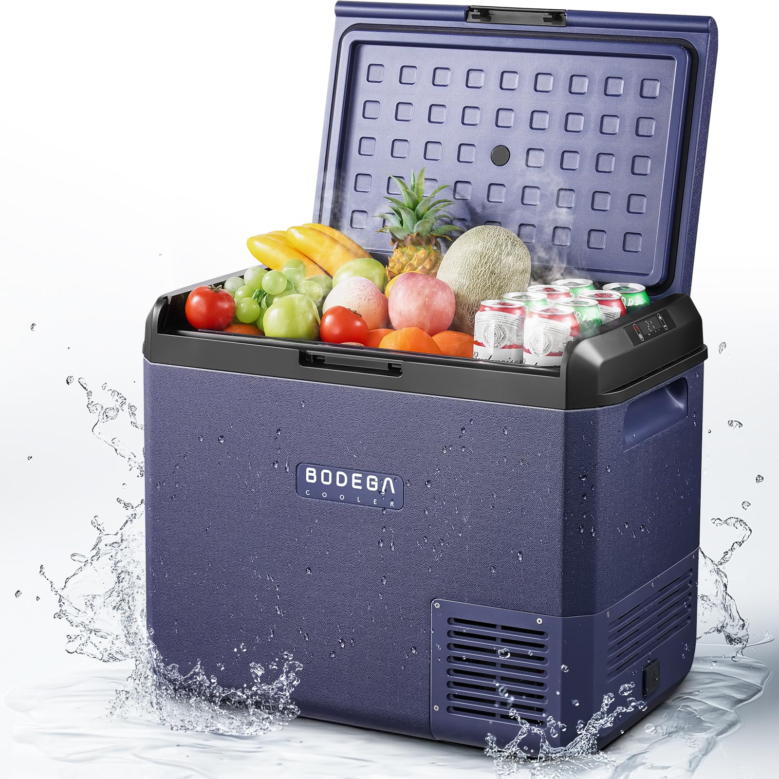 BODEGACOOLER 12v Car Refrigerator, 63QT(60L) IPX4 Waterproof Electric Cooler, APP Control Car Fridge with 12/24V DC 110-240V AC,