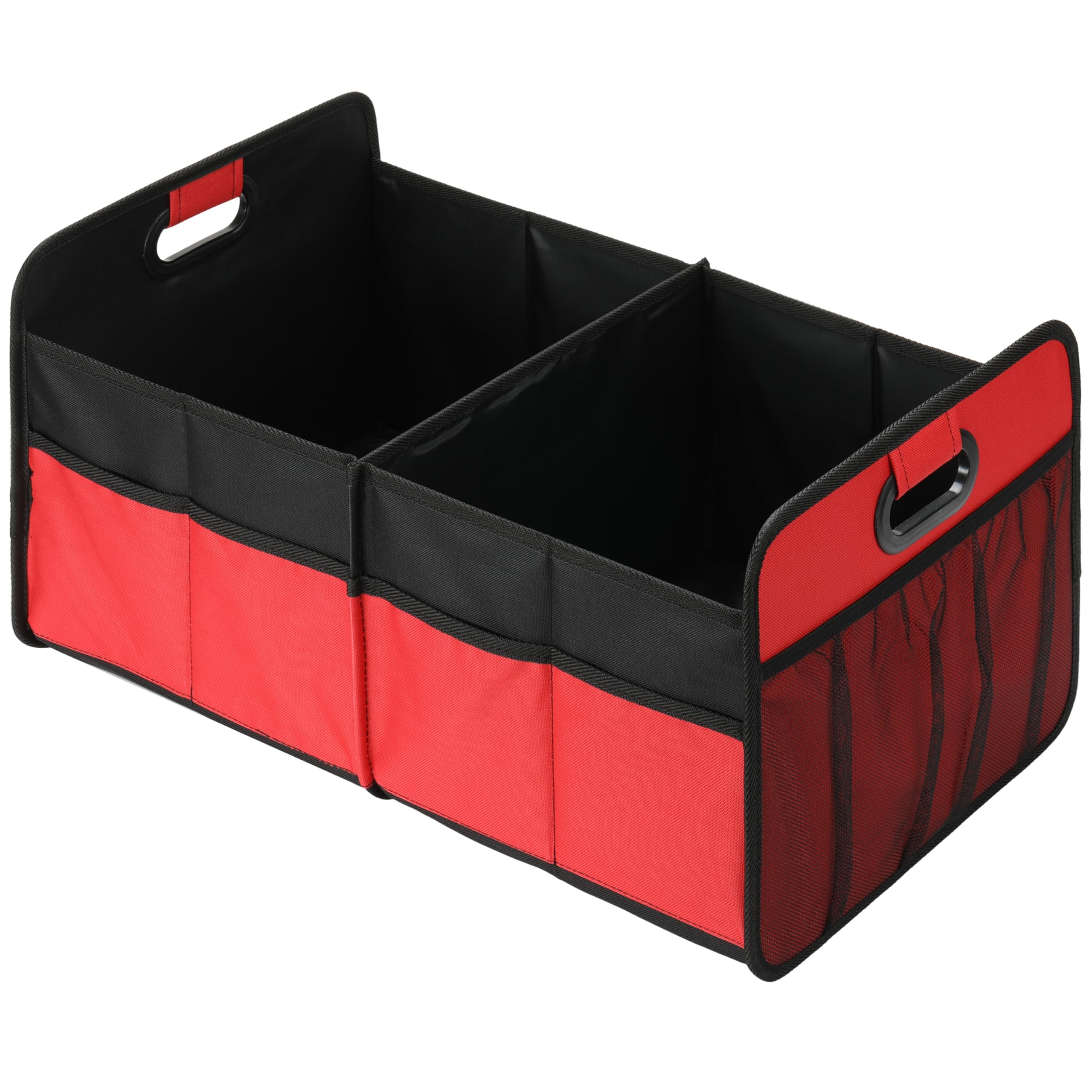 Simple Deluxe Trunk Organizer For Car/Suv/Truck, Collapsible 2 Compartment 50L Automotive Storage Box With 5 Pocket, 600D Waterp