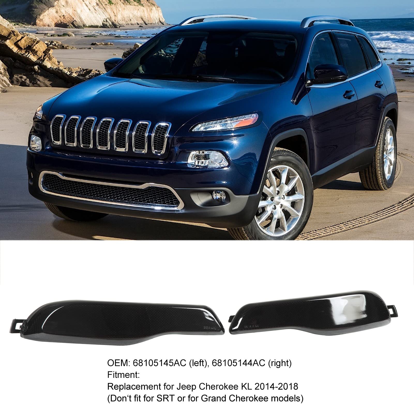 Aramox Rear Bumper Reflector, Left Right Rear Bumper Reflector Smoky Black 68105145Ac Replacement For Jeep Cherokee Kl 2014-2018