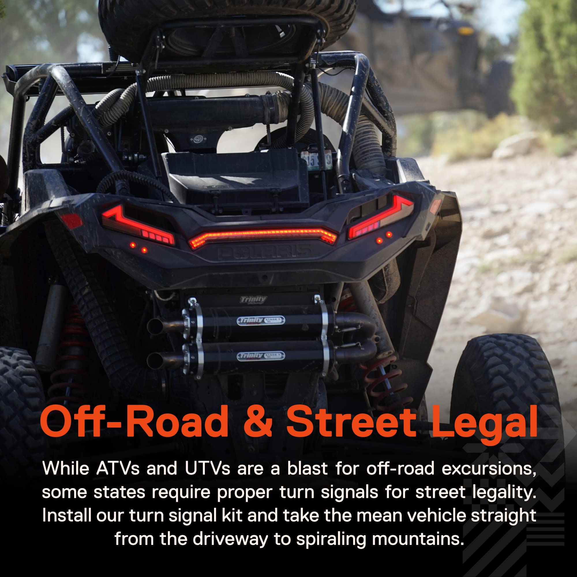 ONLINE LED STORE True MODS UTV ATV SxS LED Turn Signal Light Kit - Blue Lever Control, Integrated Flasher Relay, Universal Fit