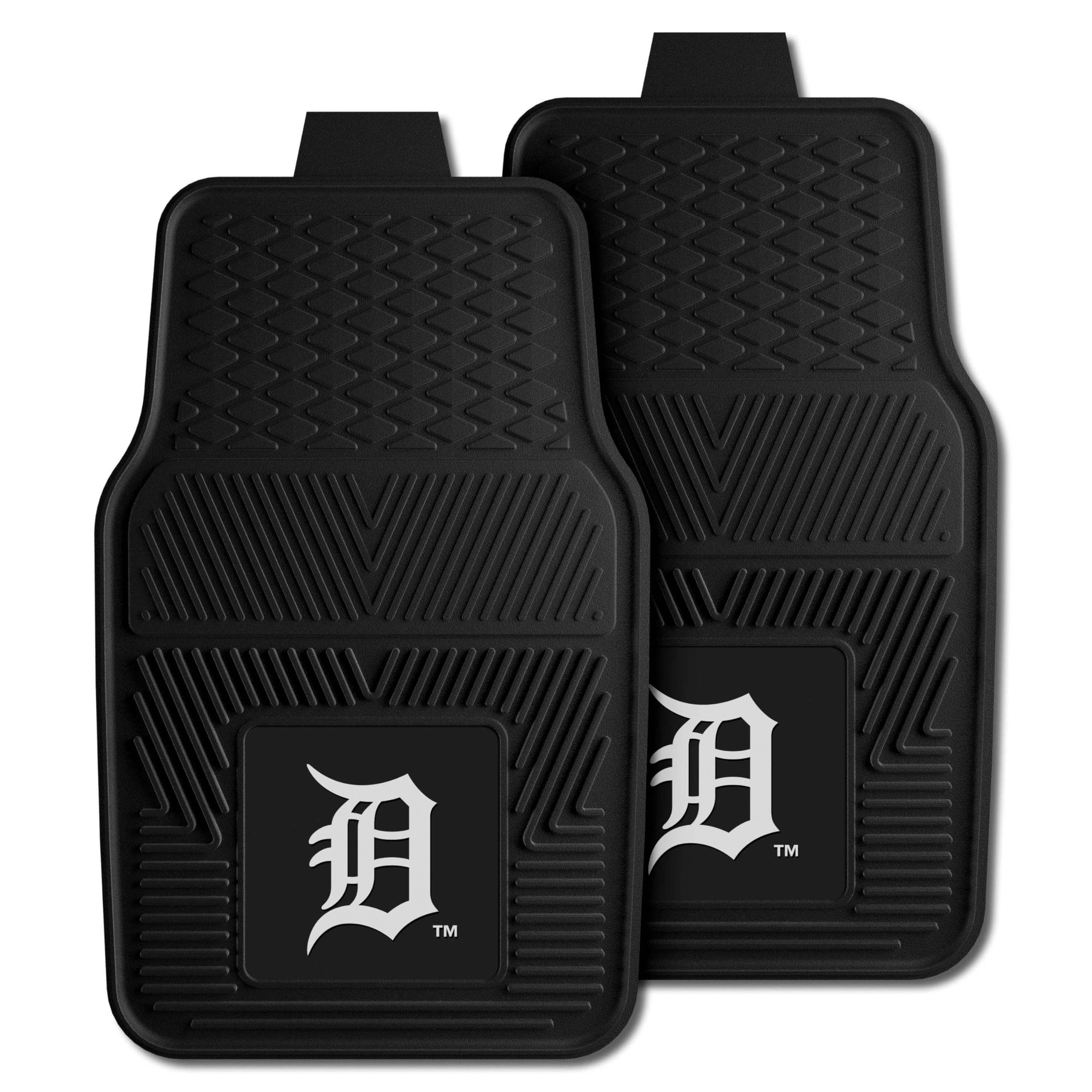 FANMATS 8837 Detroit Tigers 2Piece Heavy Duty Vinyl Car Mat Set, Front Row Floor Mats, All Weather Protection, Universal Fit, D