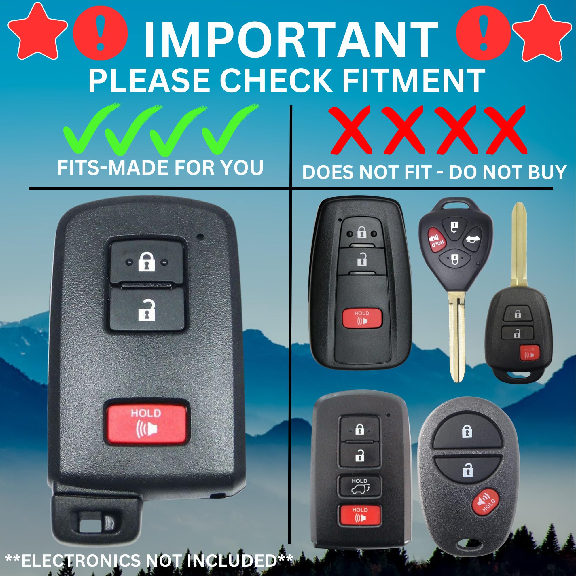 Dubbs Hardware Tacoma Accessories 2016-2022 3Rd Gen - Key Fob Case Upgrade Mod Compatible With Toyota 4Runner Tundra (Voodoo Blu