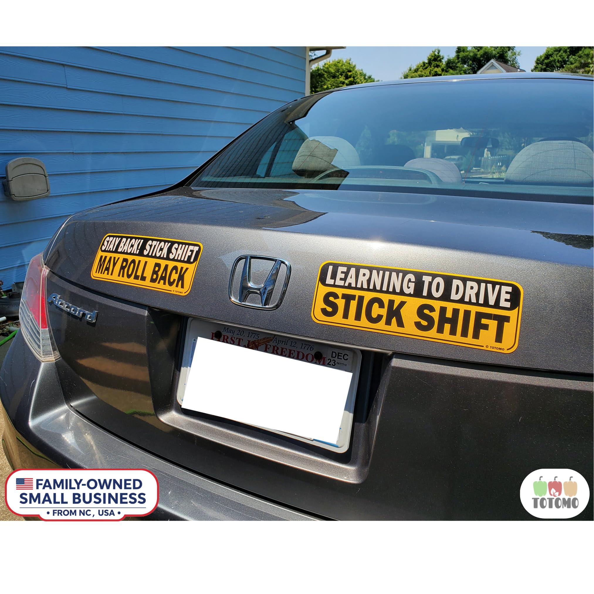Totomo Learning To Drive Stick Shift Stay Back May Roll Back Car Magnet - Reflective Bumper Magnet Sticker For New Manual Transm