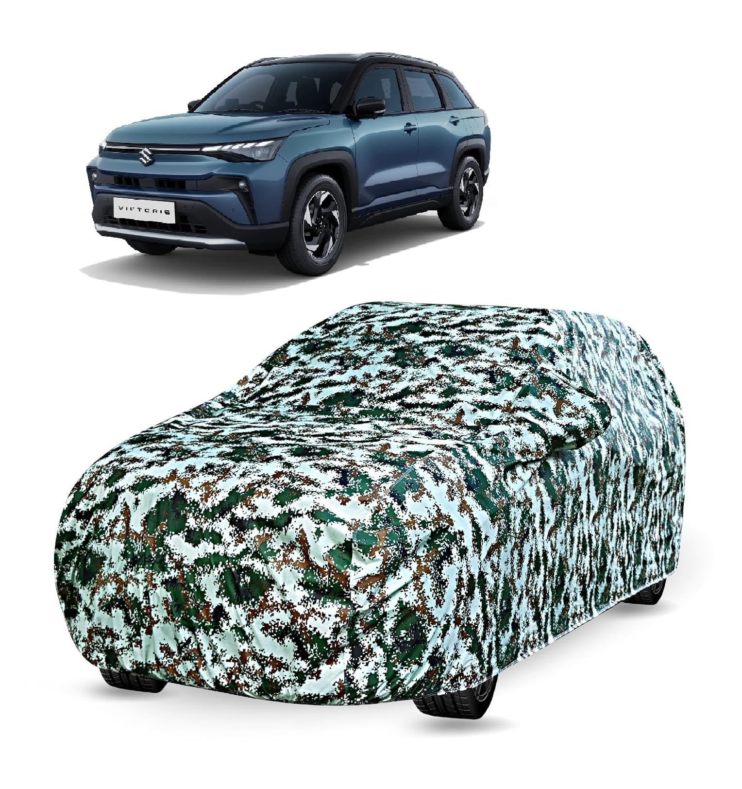 Auto Hub Car Cover Compatible with Maruti Victoris with Mirror Pocket, Soft Cotton Lining, Victoris Car Cover Waterproof  Fores