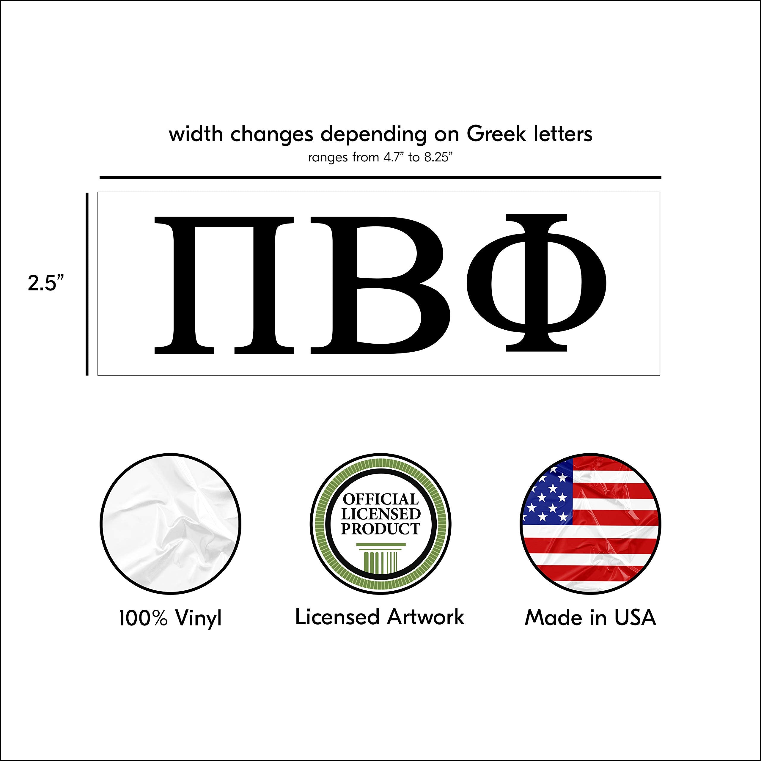 Pro-Graphx Pi Beta Phi Greek Sorority Vinyl Sticker Decal, 2.5" Tall, Black