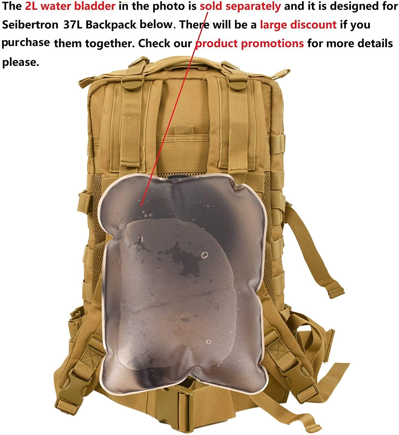 Seibertron Motorbike Backpack 37L Khaki Motorcycle Bag Outdoor Sports One Size Polyester