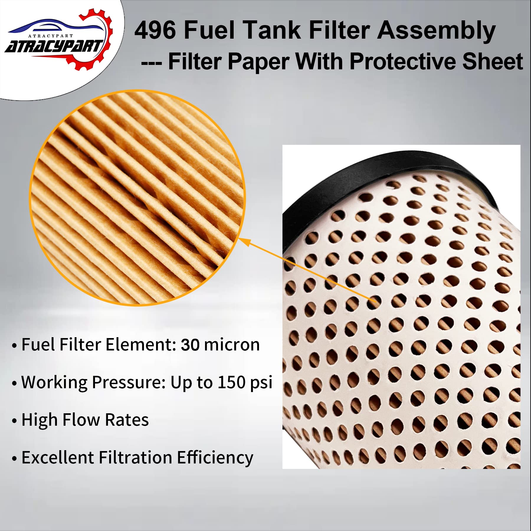 496-5 Fuel Tank Filter Element Water-Block 2 Pcs Replacement For Diesel Gasoline Biodiesel Water Separate 30 Micron with Protect