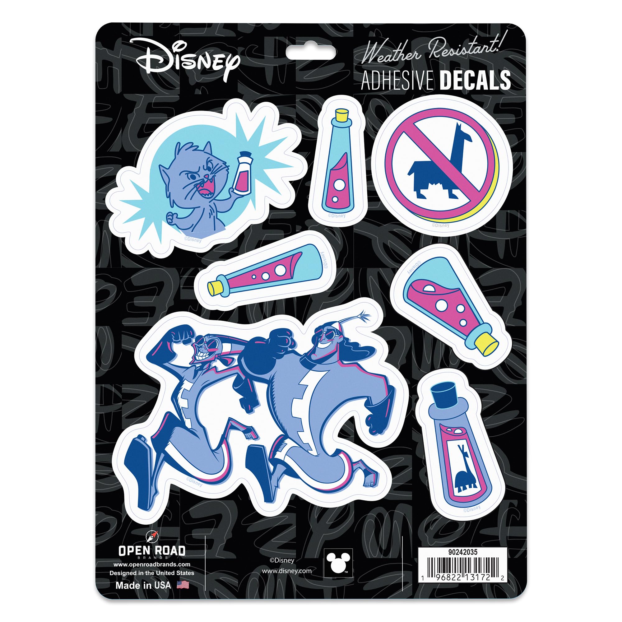 Disney The Emperors New Groove Adhesive Vinyl Decals - Fun Kronk and Yzma Stickers for Car or Truck, 1 Pack (7 Count)