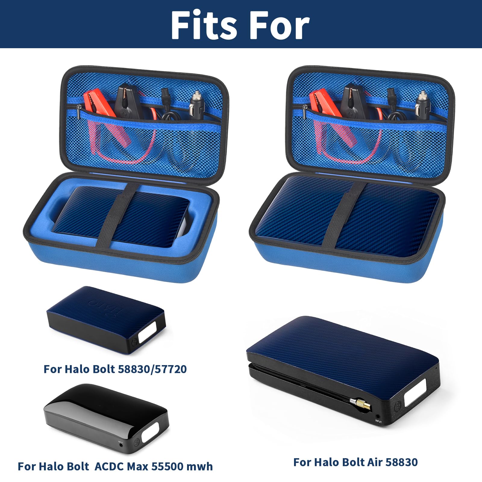 Casmilee Nylon Case for Halo Bolt 58830/57720 - Portable Emergency Power Kit Holder, Small, Blue, Model CSCASE231122