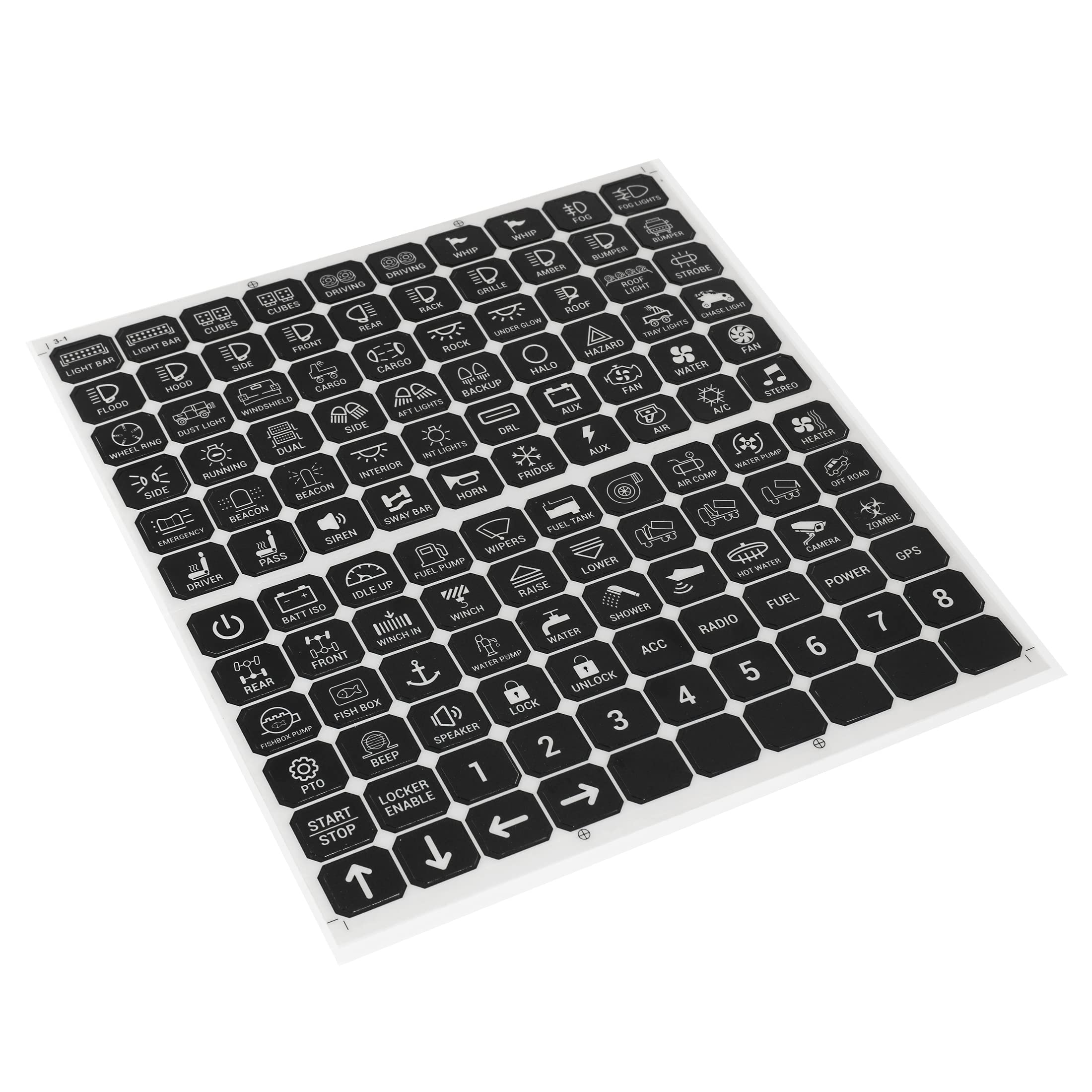 Auxbeam 120Pcs Switch Panel Sticker, Switch Label Kit for Auxbeam Switch Panel BA80, GA80, BB80, GB80, BC60, GC60, AR-800, AR-82