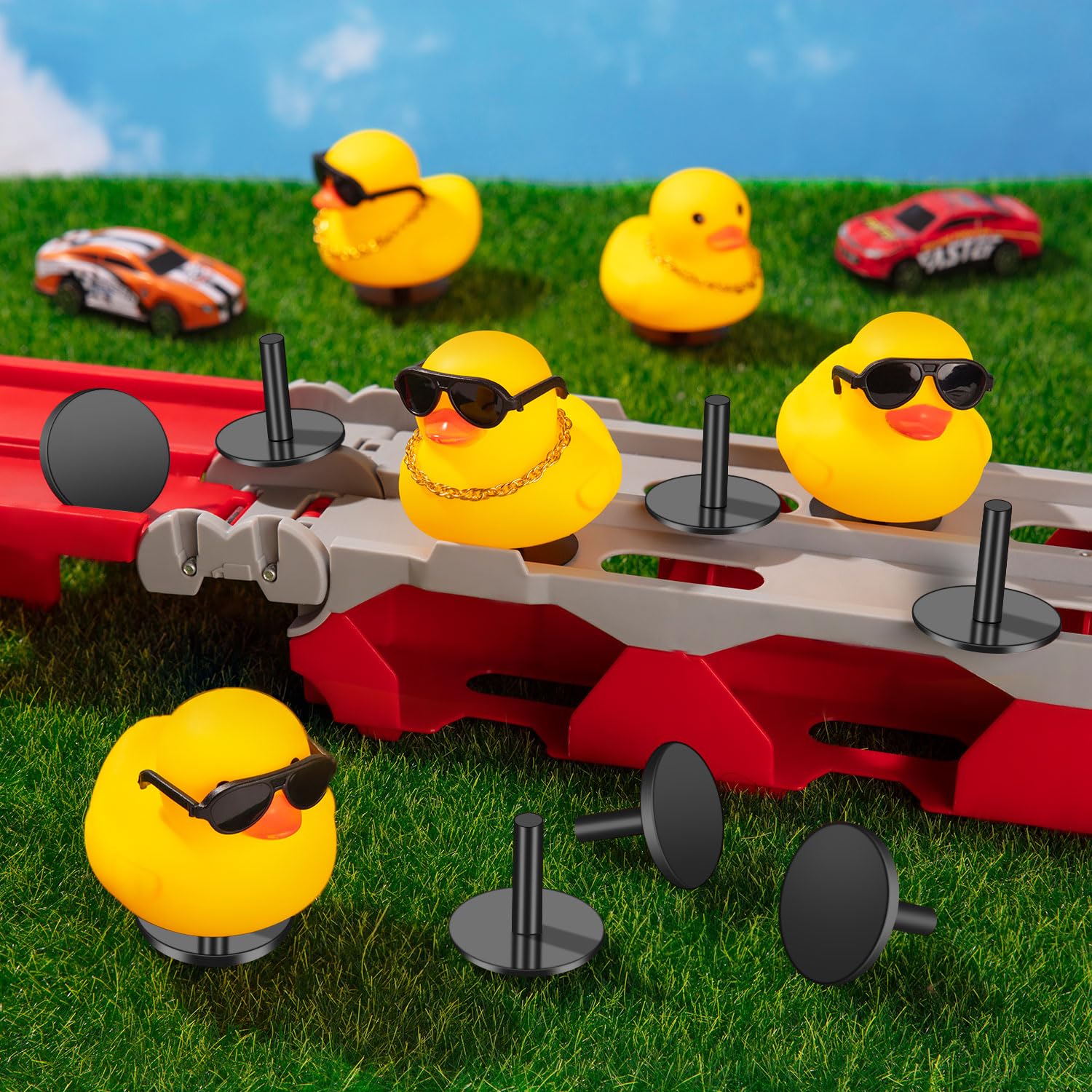 Zhwkmyp 20Pcs Duck Holder, Black Plastic Duck Plug Holders For Car Dash, Rubber Duck Mounts For Car Dashboard Lover (Excluding R