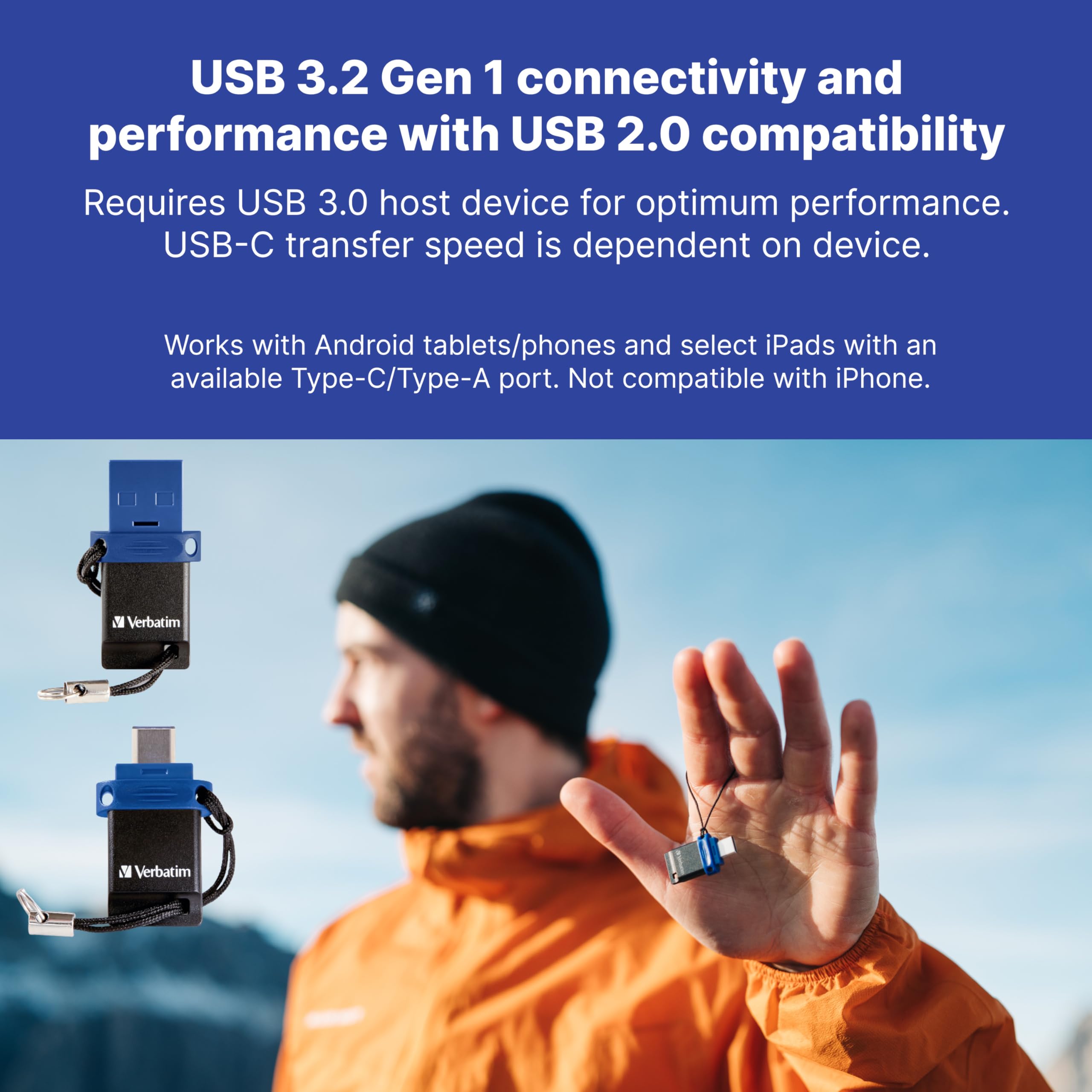 Verbatim 128Gb Store N Go Dual Otg Usb 3.2 Gen 1 Flash Drive For Usb-C Devices - 2 In 1 Type C Thumb Drive
