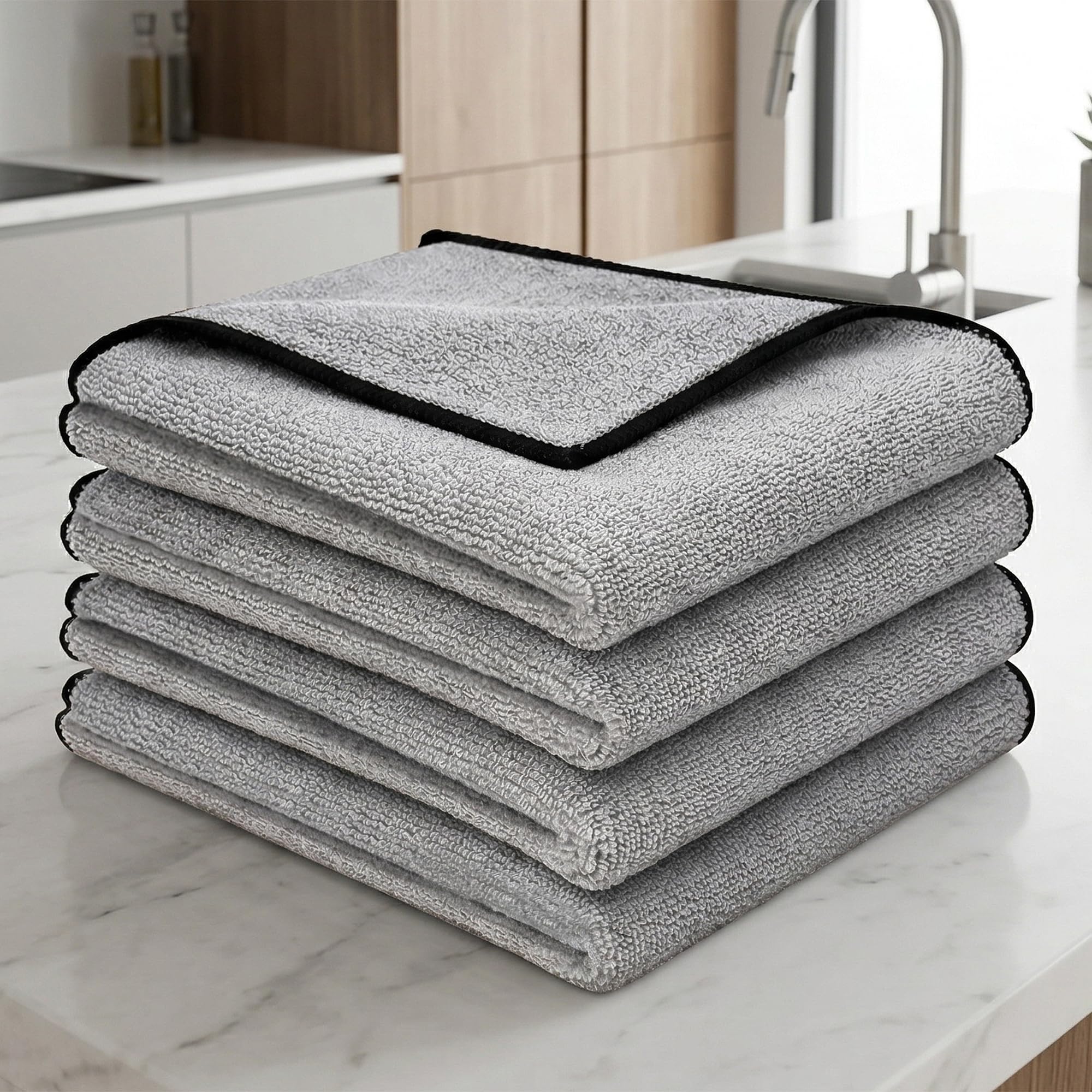 Cutting EDGE 300 GSM Car Microfiber Cloth, Grey, 40x40 cm (Set of 4)