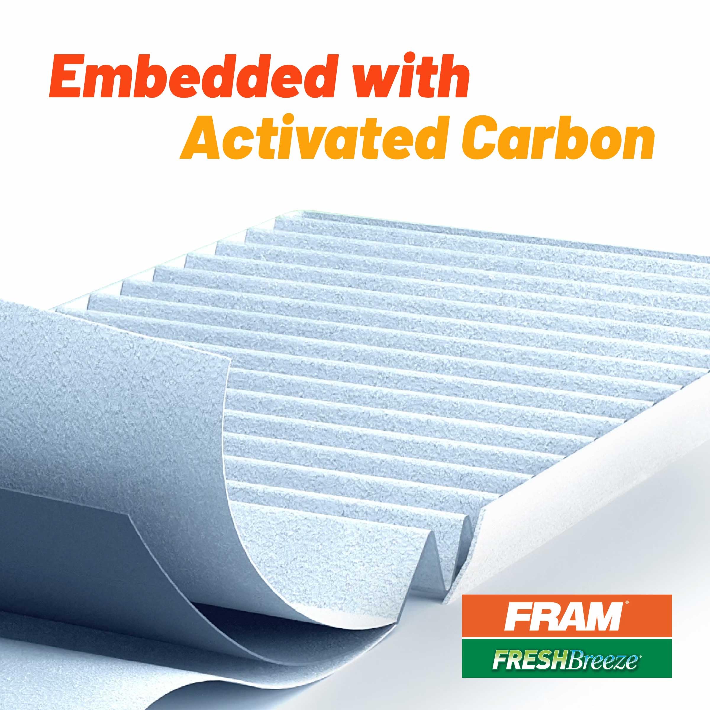 Fram Fresh Breeze Cabin Air Filter Replacement For Car Passenger Compartment W/ Arm And Hammer Baking Soda, Easy Install, Cf1215