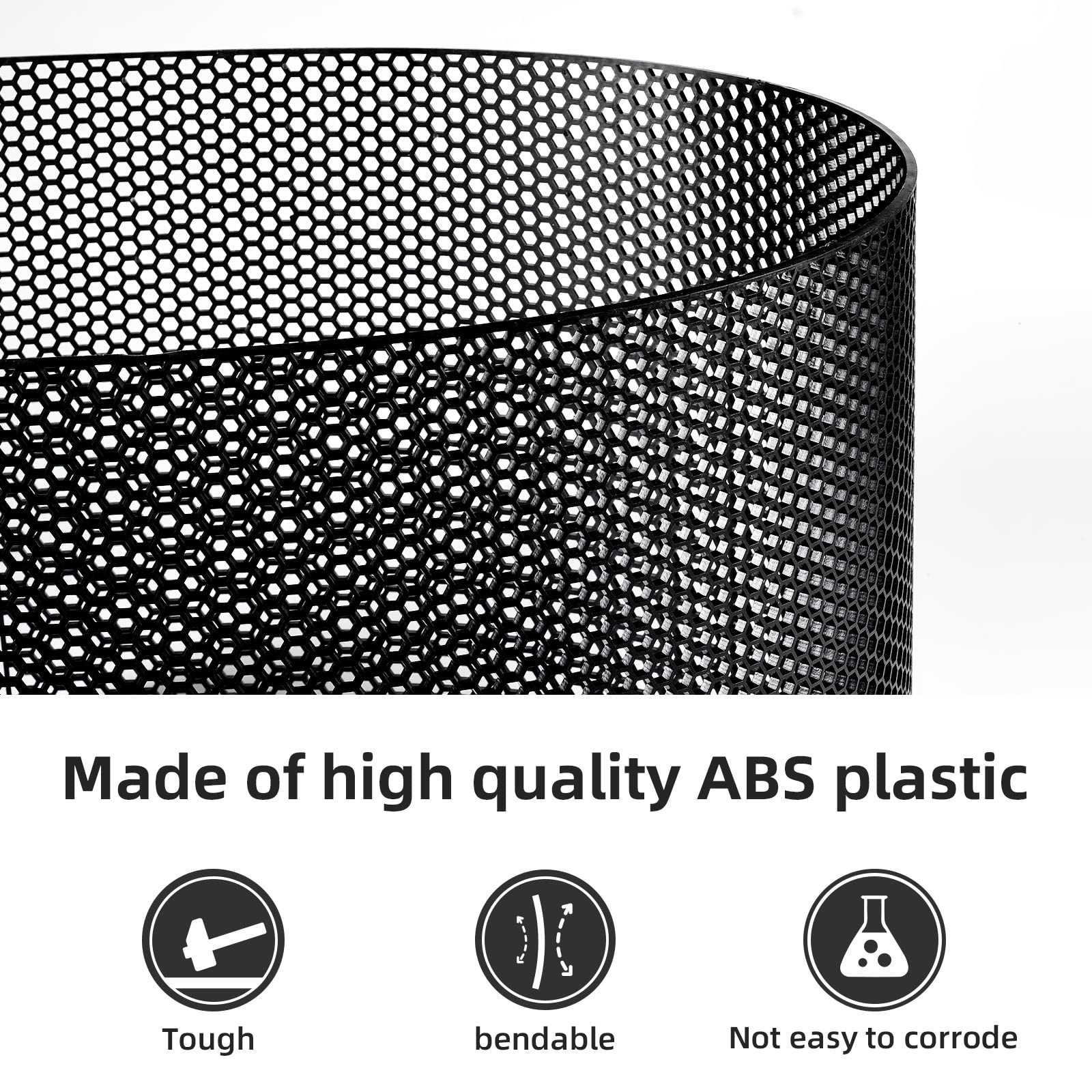 AggAuto Car Grill Mesh Insert - 47"x16" ABS Plastic Honeycomb Grilles, 10x10mm, Black, Model SW12BK2AABB