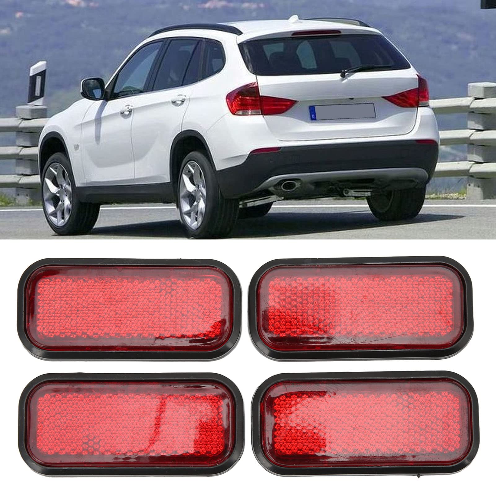 Kimiss 4 Pcs Red Reflectors Stick On Reflectors Motorcycle Safety Reflector Reflective Sticker Rectangle High Visibility Reflect