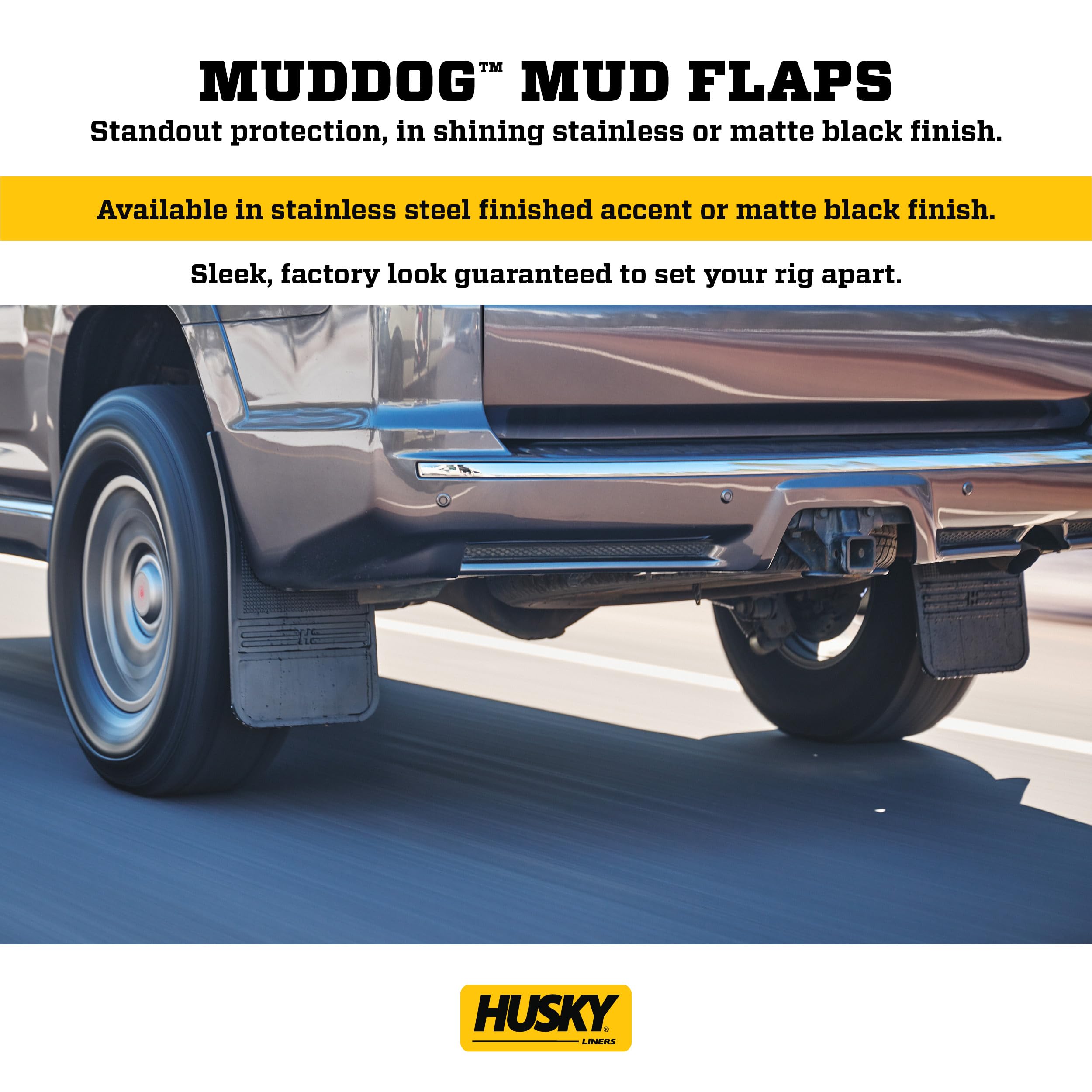 Husky Liners Universal Muddog Mud Flaps | Rubber Front Mud Flaps - 12'' w/o Weight - Black | 55000