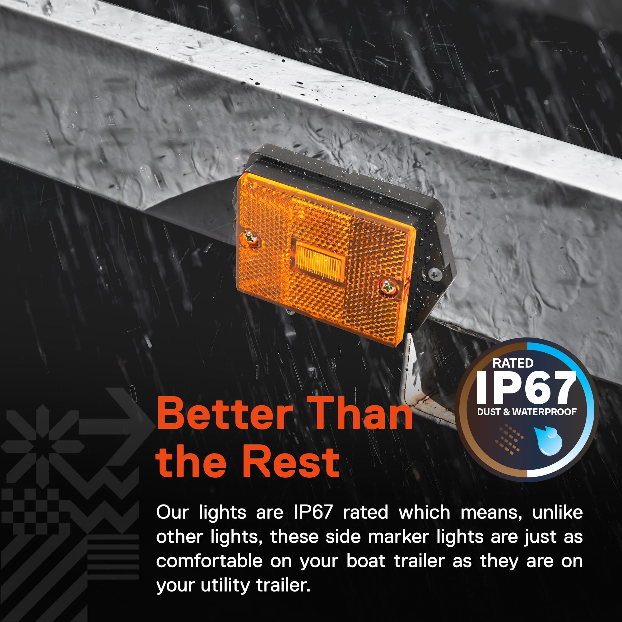 True Mods 2X3 3X2 Inch Amber Led Surface Mount Side Marker Light [Dot Fmvss-108] [Sae Ap2] [Ip67 Waterproof] [Integrated Reflect