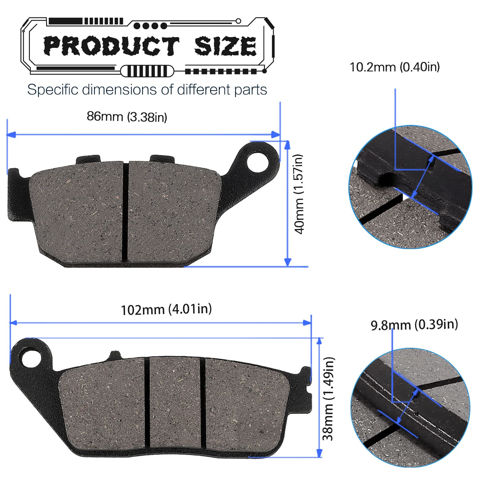 LOCOPOW Front & Rear Brake Pads for Honda CB500F CB300F CB500X CBR250R CBR300R CBR500R CMX300 CMX500 Rebal 300 500 CTX700 NC700
