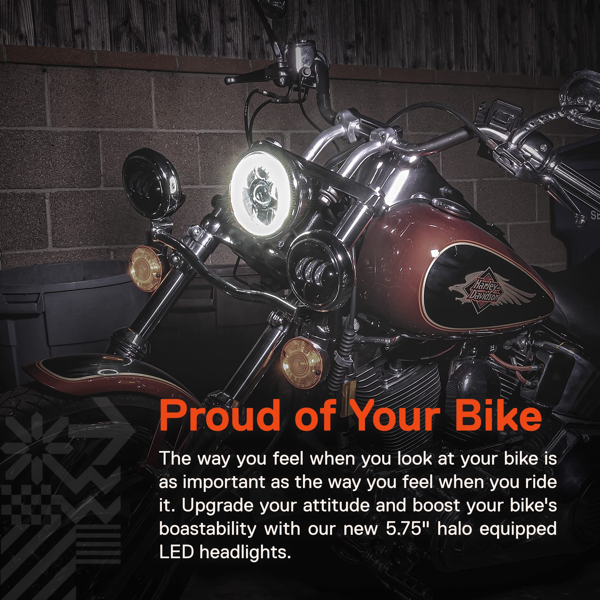 True Mods 5.75'' Harley Led Headlight For Harley Davidson [Black-Finish] [Halo Drl] [Dot Compliant] Round Led Motorcycle Headlig