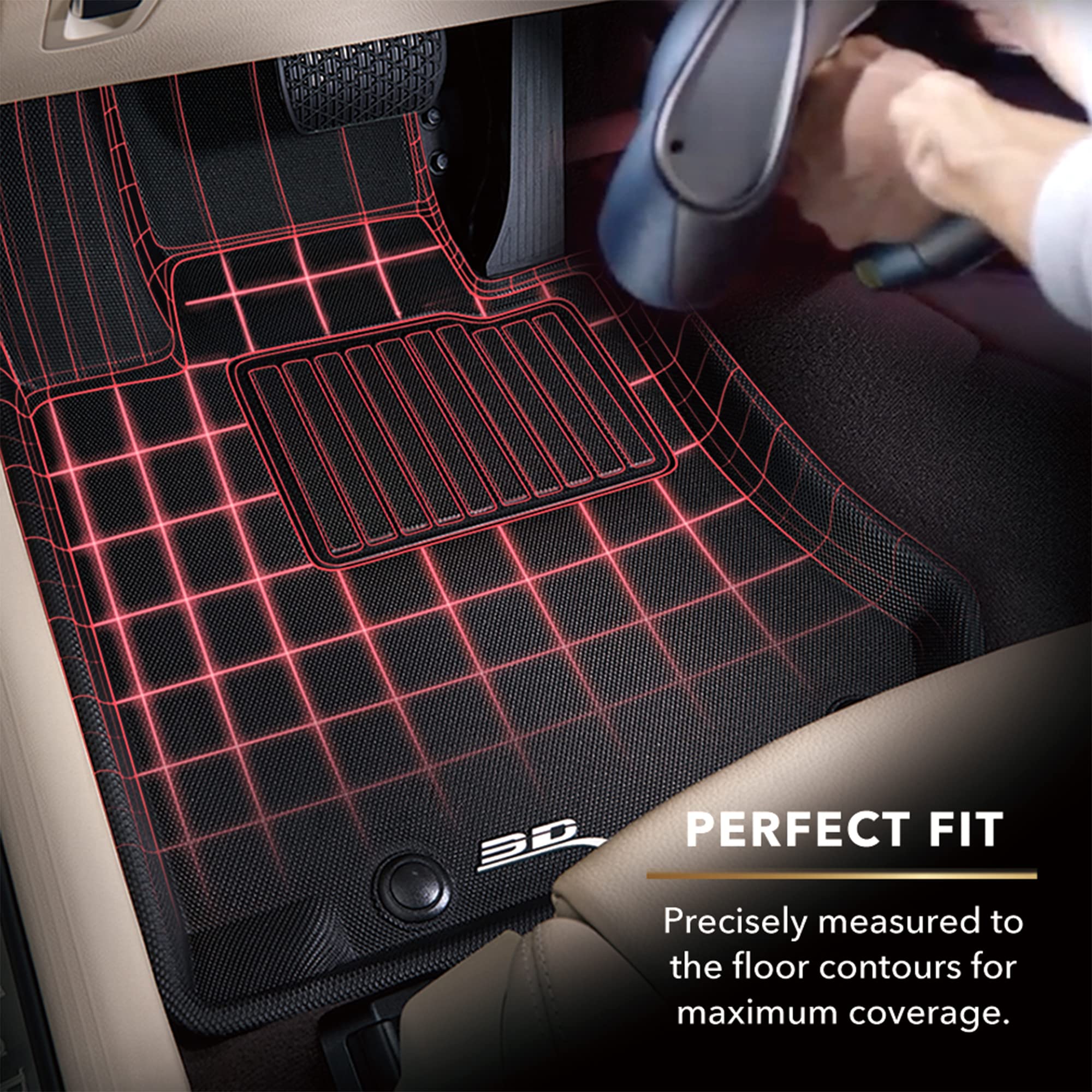 3D Maxpider Second Row Custom Fit All-Weather Floor Mats For 2021 Genesis Gv80 - Kagu Rubber (Black)