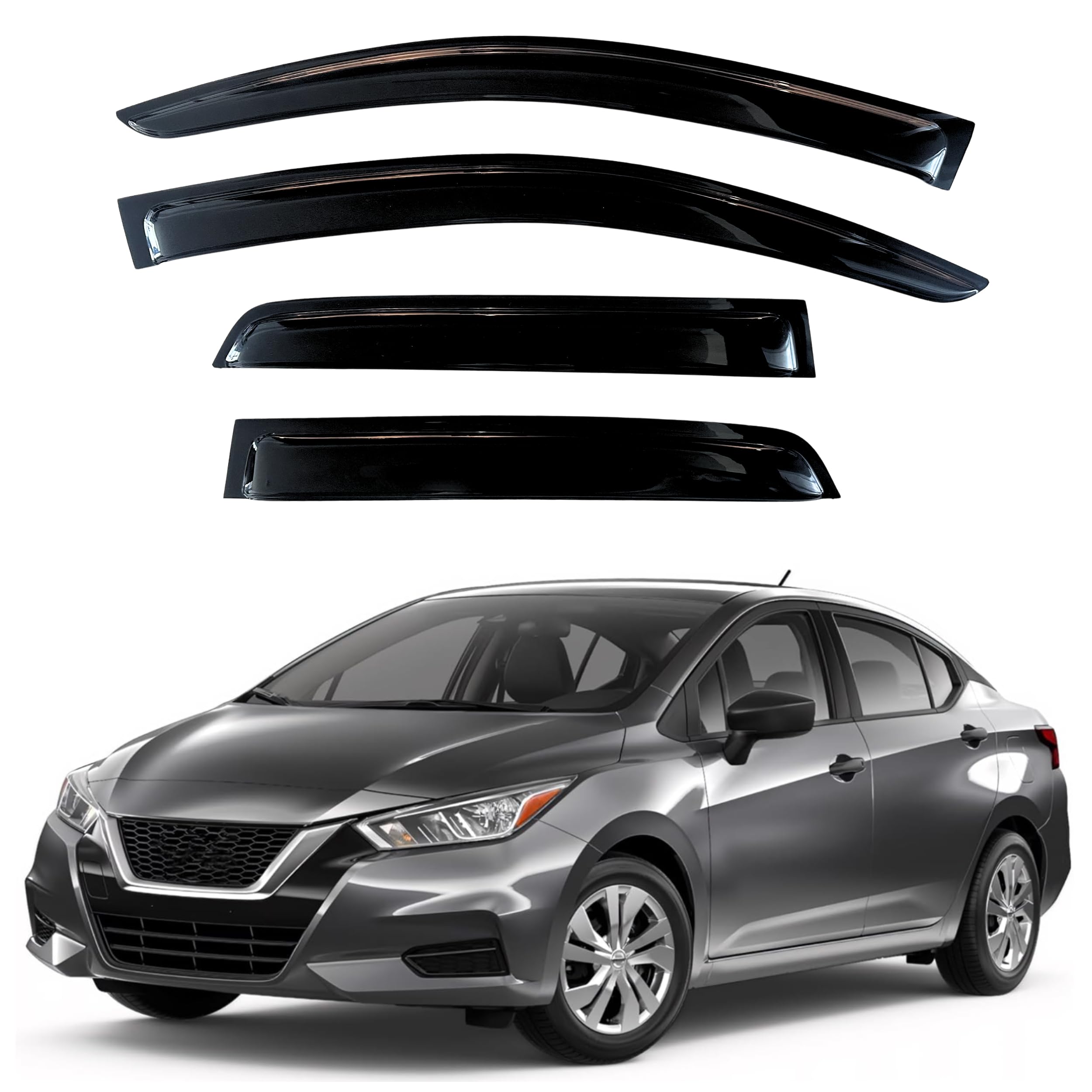 Kpy Window Visor Compatible With Nissan Versa Sedan 2020-2024, 4Pc Rain Guard Side Window Vent Deflectors Tape-On Style, 2020 20