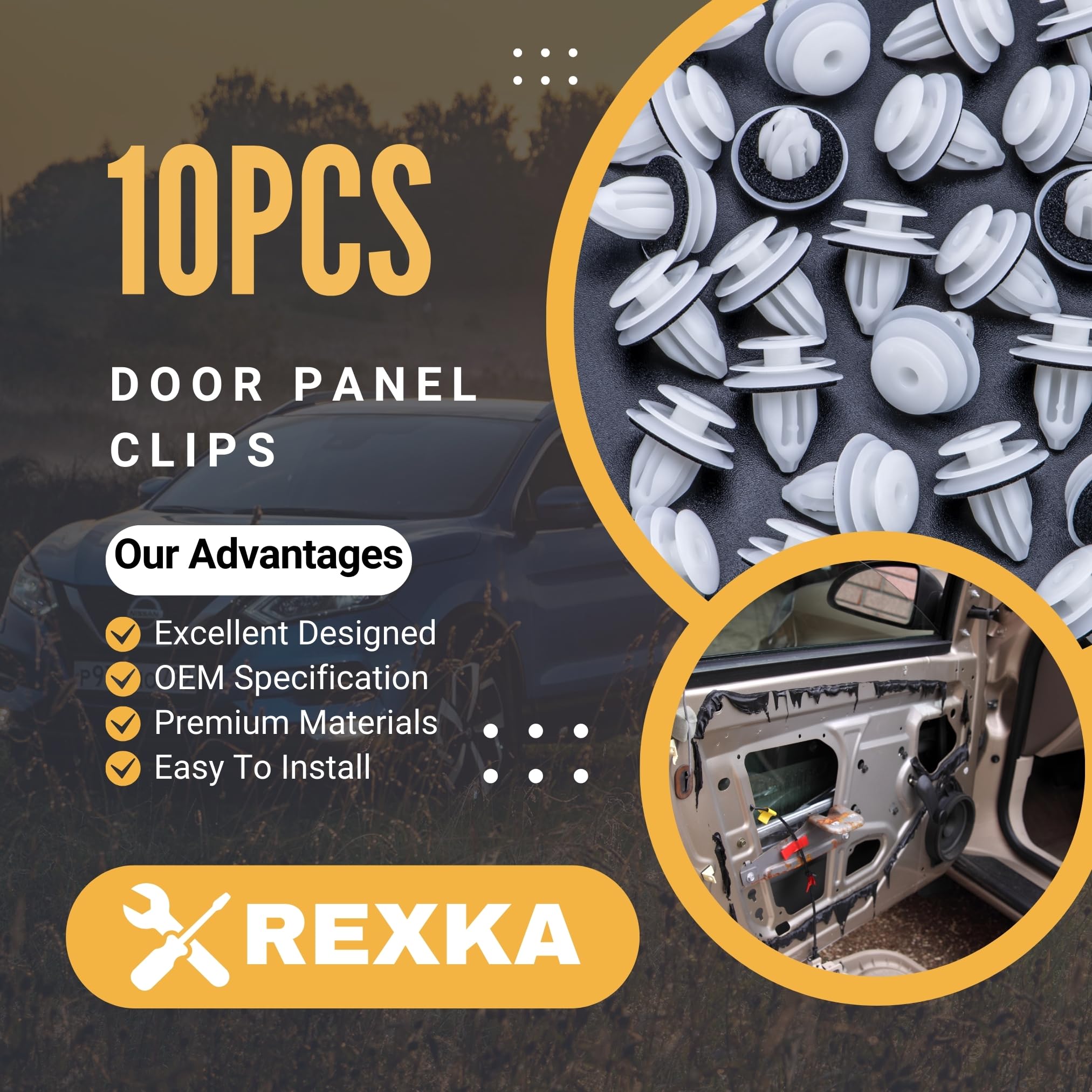 Rexka 10Pcs Door Trim Panel Retainers Clips Compatible With Lexus Toyota 90467-A0005 Camry, Fj Cruiser, High Lander, Rav4, 4-Run