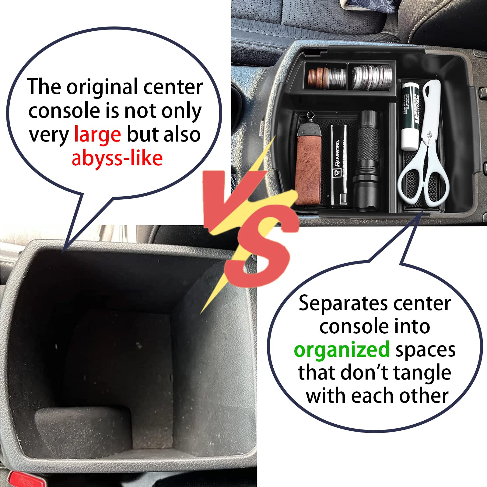 RUNROAD Center Console Organizer Tray Compatible with 2020 2021 2022 2023 2024 Kia Seltos Accessories, ABS Insert Tray Secondary