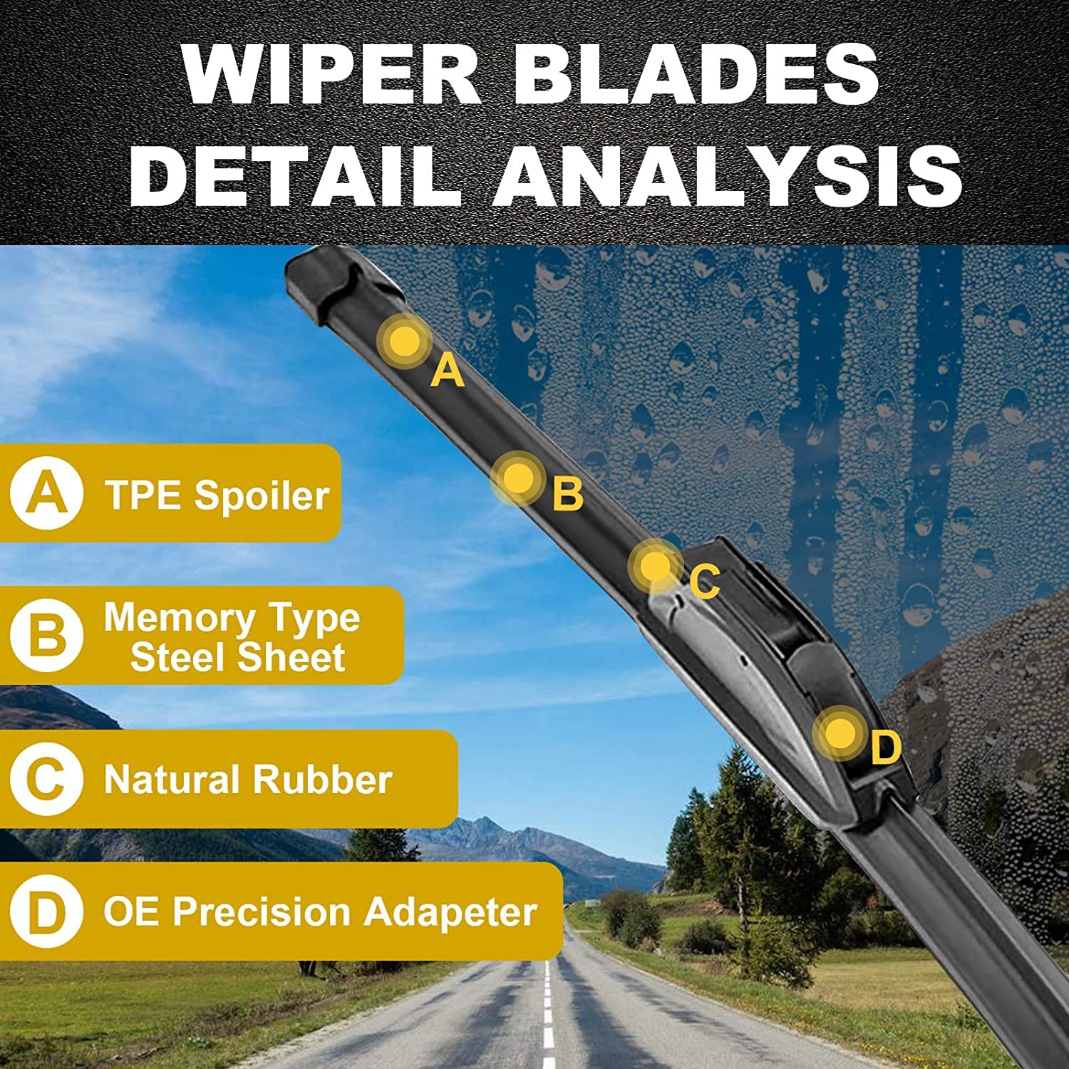 3 OEM Windshield Wiper Blades Replacement for 2002-2006 GMC Envoy, 2000-2006 Chevy Tahoe, 1995-1998 Ford Aerostar, Original Equi