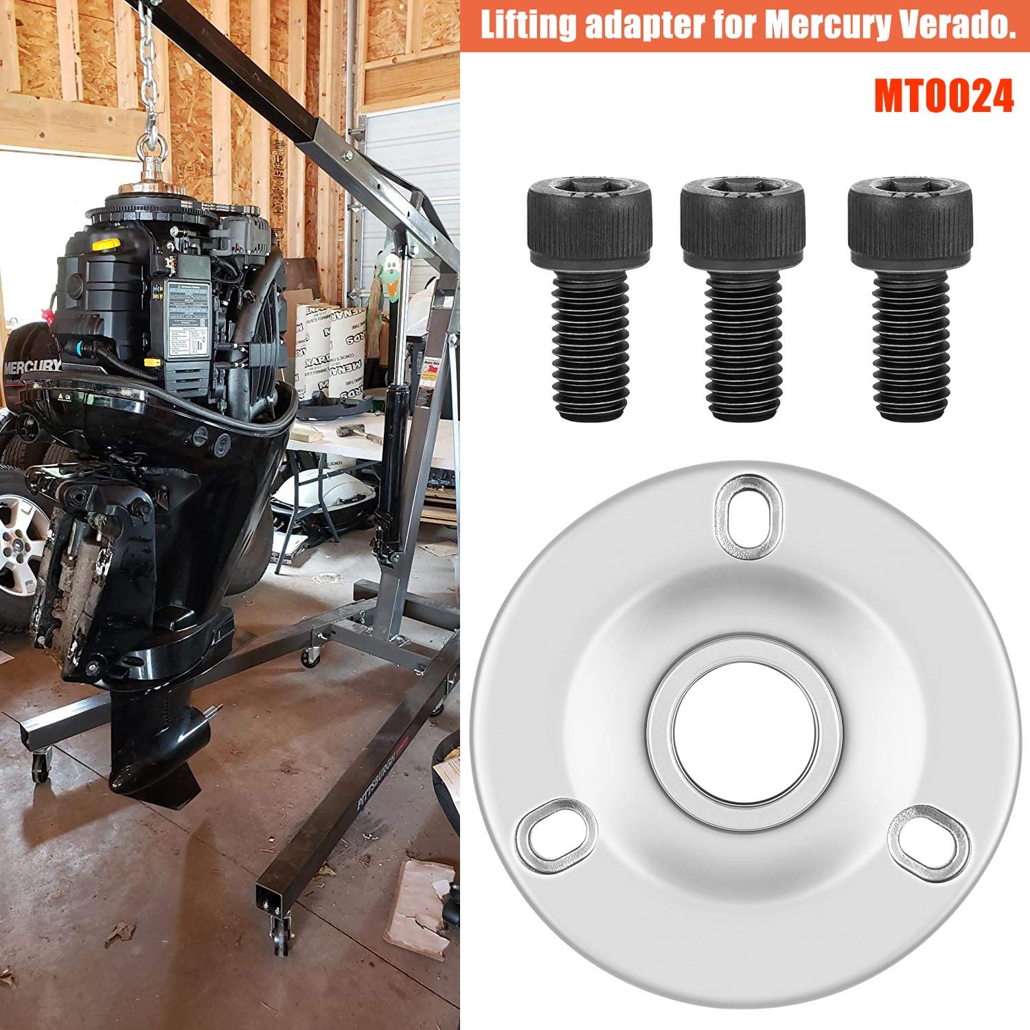 Camoo for Mercury Verado Lifting Adapter with Bolts MT0024 High Strength Stainless Steel Replaces OE 91-895343T02, 895343T02