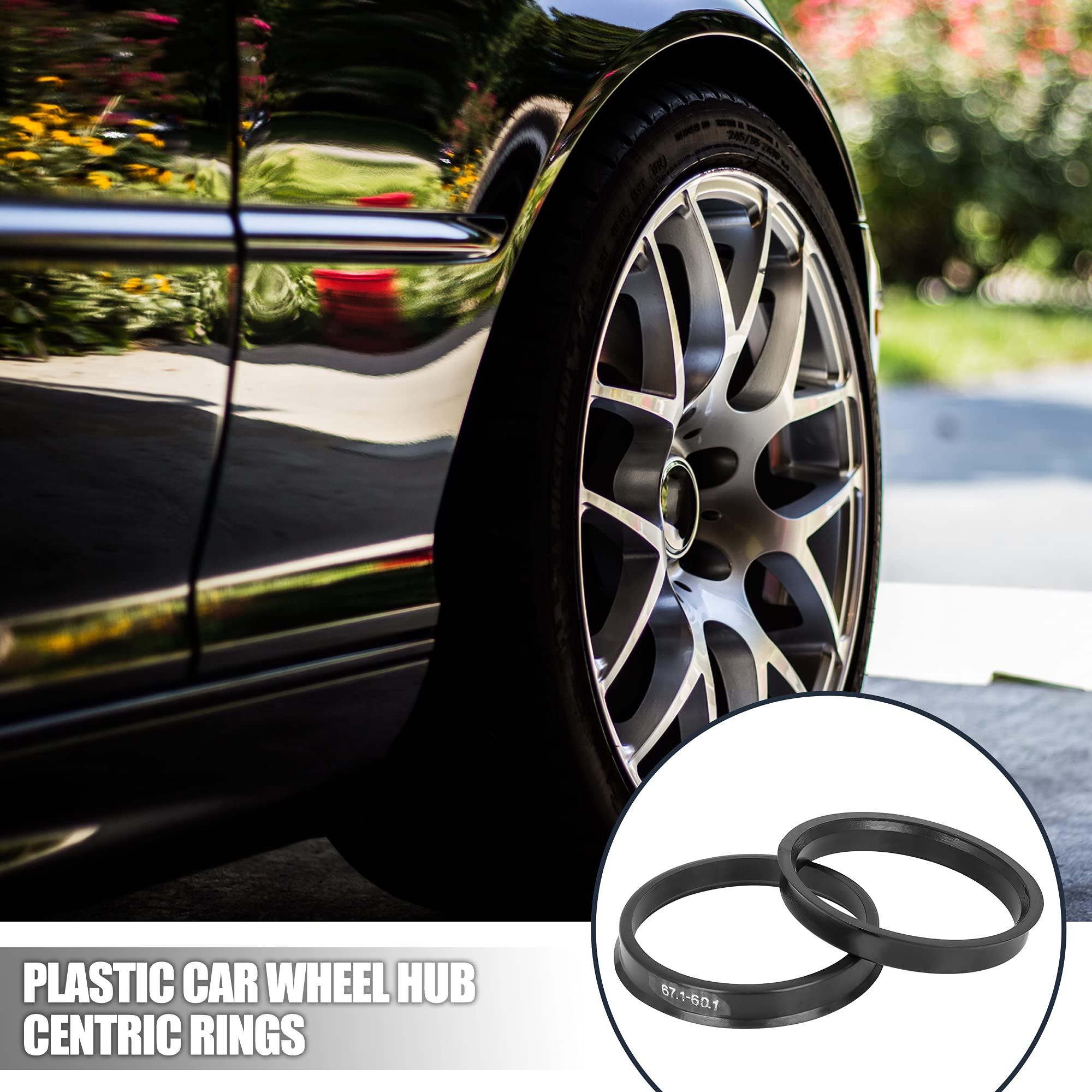 X Autohaux 4Pcs Plastic 67.1Mm Od To 60.1Mm Id Car Hub Centric Rings Wheel Bore Center Spacer Hub Rings Black