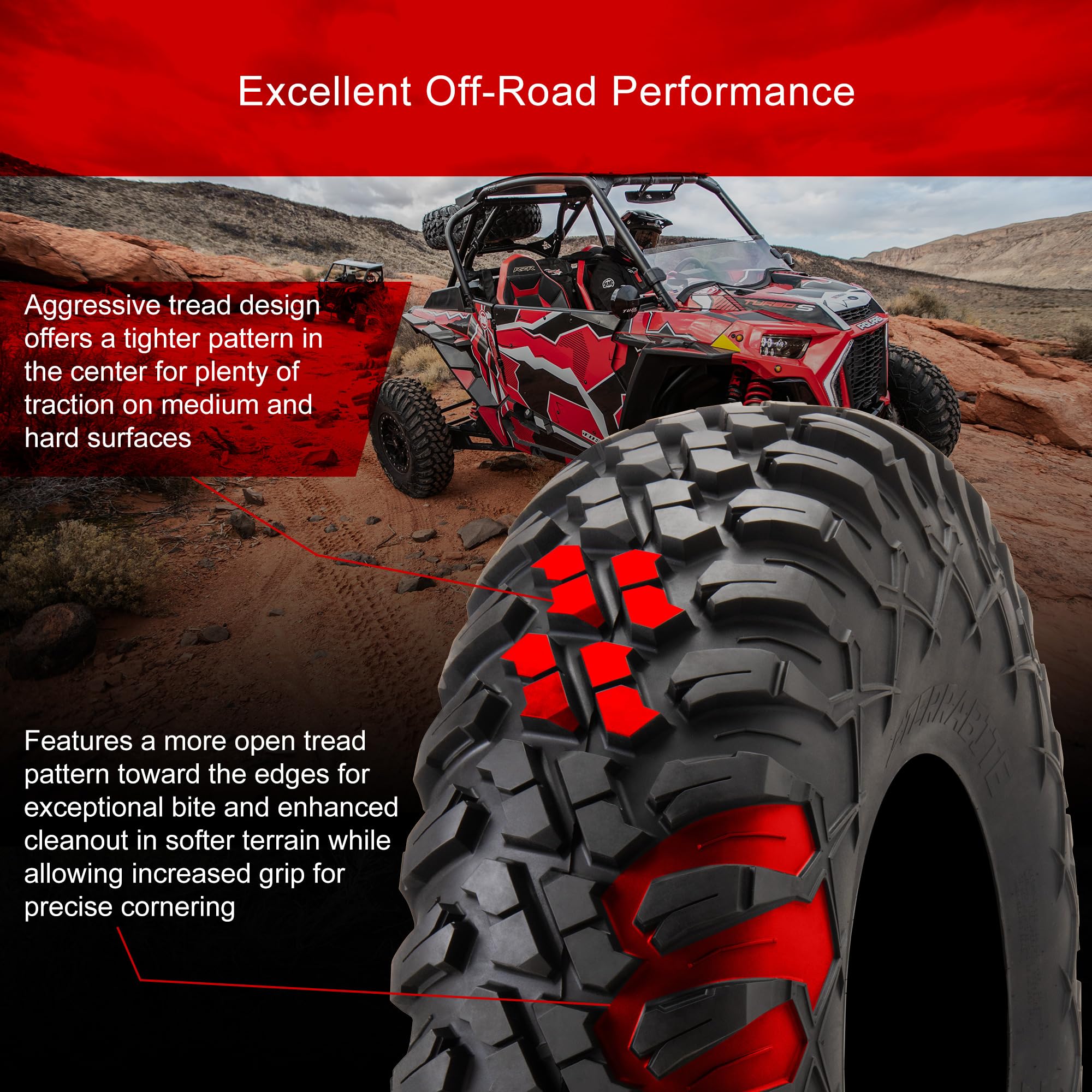 TUSK Terrabite Set of 4 UTV ATV Tires - 29x9-14 / 29x11-14, Durable All-Terrain Performance