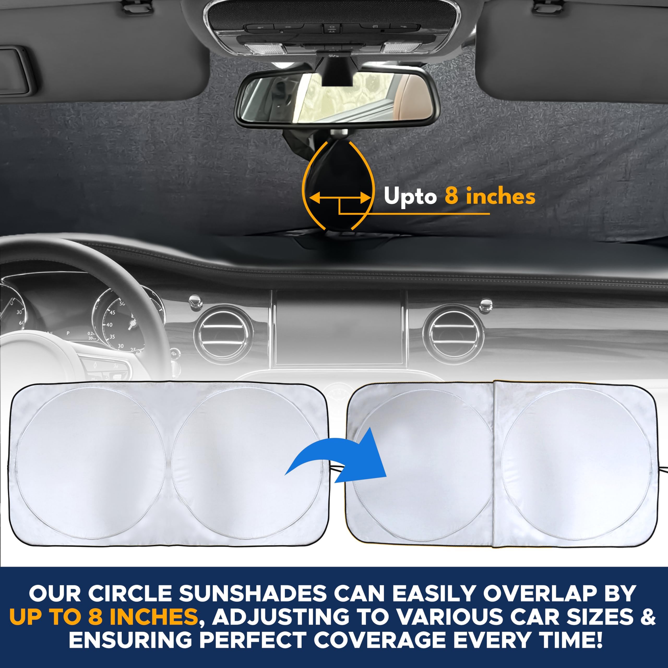 Econour Car Sun Shade Windshield | Reflective Car Window Sun Shades For Ultimate Dashboard Protection | Foldable Car Interior Ac