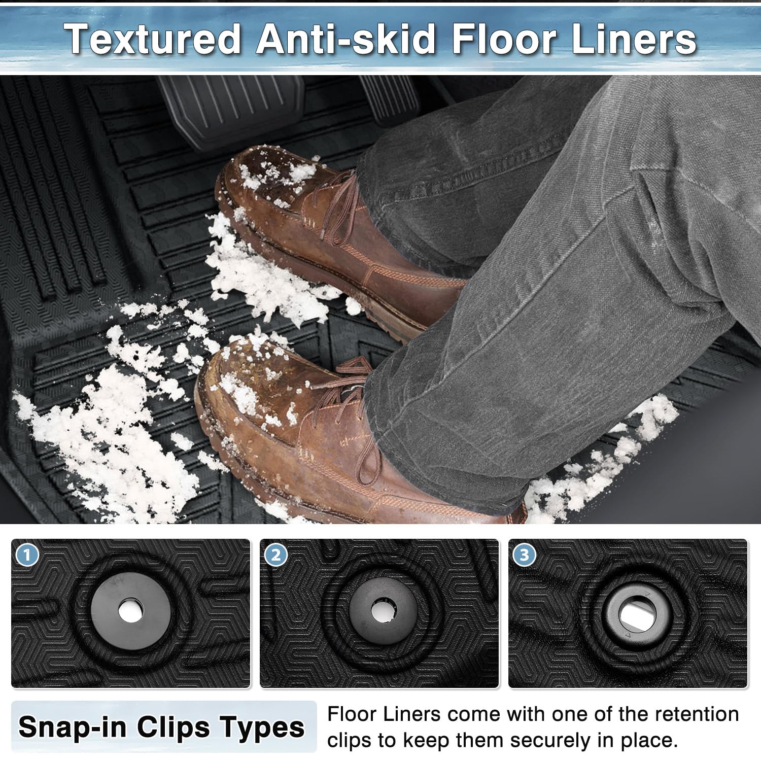 Mixsuper Custom Fit for Floor Mats 2015-2019 Ford Transit 150/250/350 (No Transit Connect) All Weather Floor Liners 1st Row 1 Pi