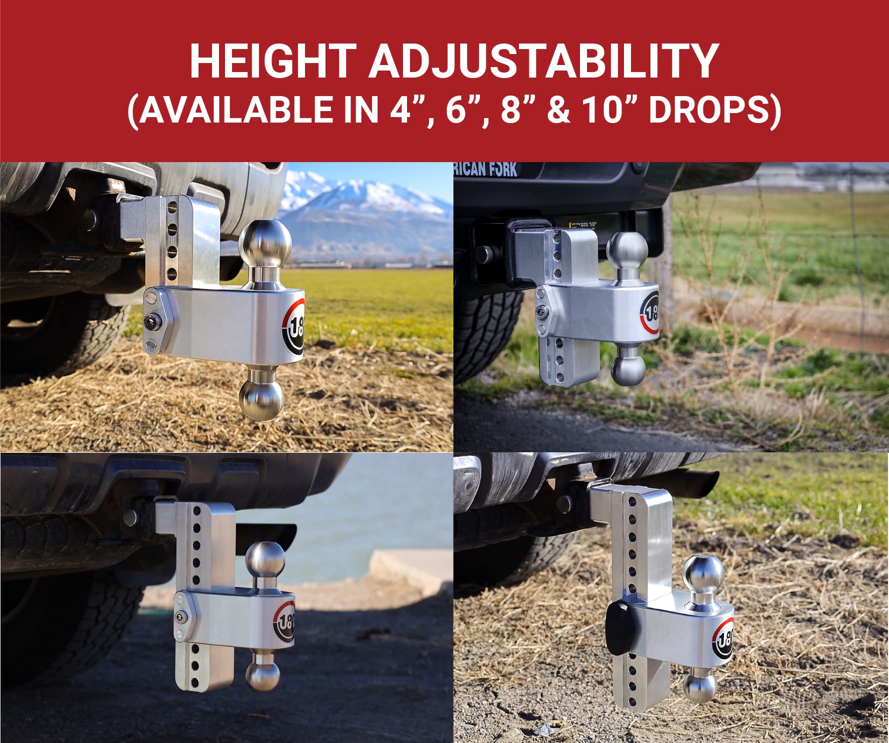 Weigh Safe Adjustable Trailer Hitch Ball Mount, 6'' Adjustable Drop Hitch For 2.5'' Receiver W/ 4 Pc Keyed Alike Lock Set, Heavy
