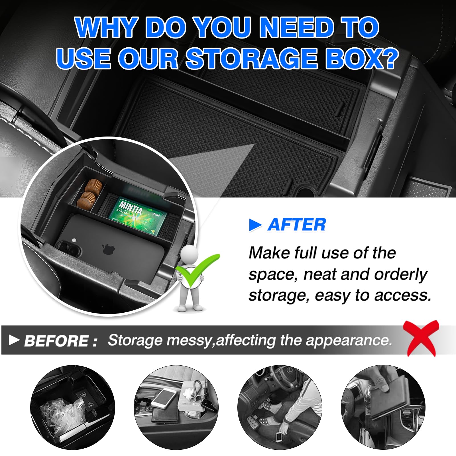 Autorder Center Console Organizer for 2025-2026 Subaru Forester Accessories Armrest Storage Box Secondary Insert Tray with Anti-