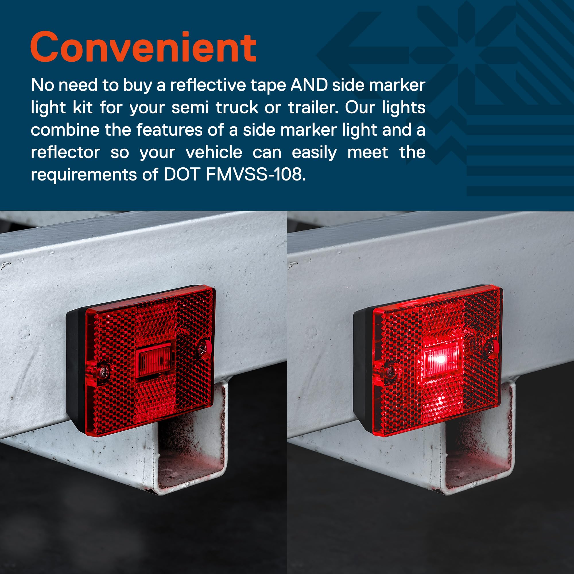 True Mods 4Pc 2X3 3X2 Inch Red Led Stud-Mount Side Marker Light [Dot Fmvss-108] [Sae Ap2] [Ip67 Waterproof] [Integrated Reflecto