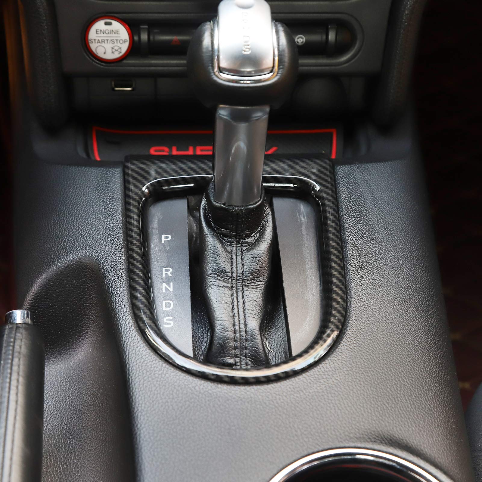 Rt-Tcz Gear Shift Panel Frame Cover Interior Trim Sticker Accessories Compatible With Ford Mustang 2015 2016 2017 2018 2019 2020 2021 2022 (Carbon Fiber Grain)