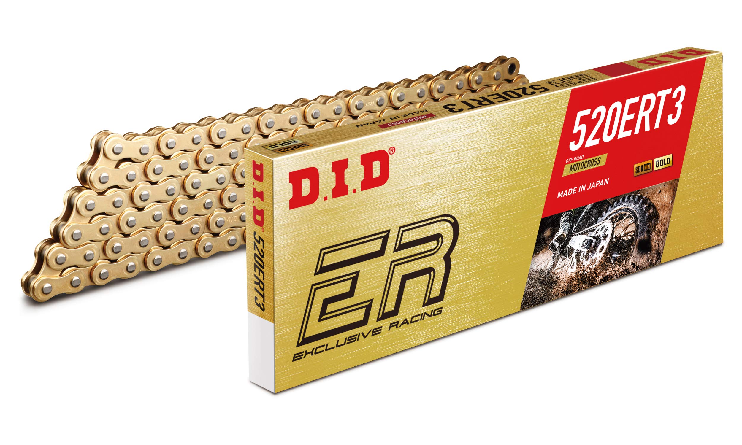 Did (520Ert3-114) Gold 114 Link High Performance Ert3 Series Non-O-Ring Racing Chain With Connecting Link