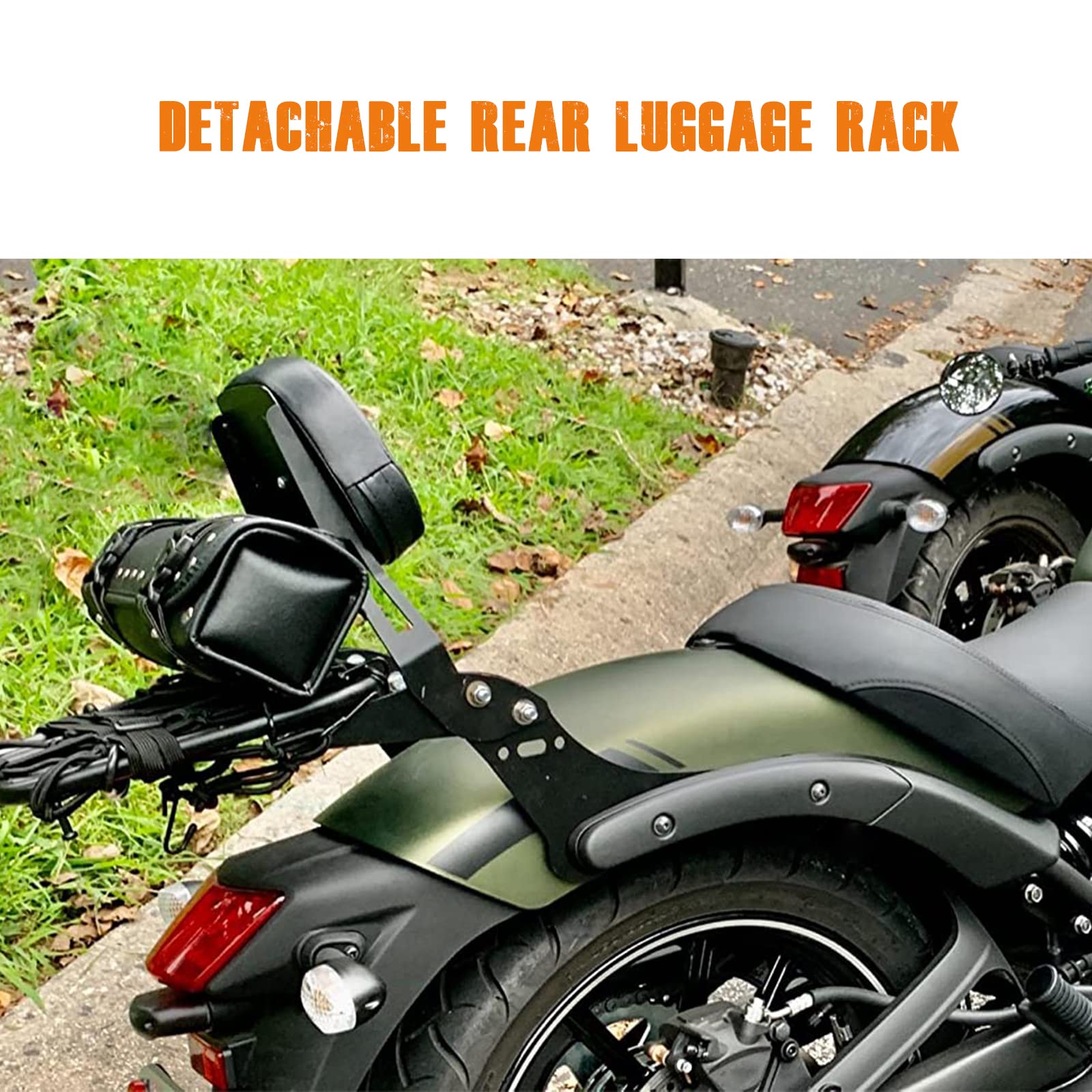 Cobike Detachable Passenger Backrest Sissy Bar for Kawasaki Vulcan S 650 VN650, Black, Metal Alloy Steel, Fits with Luggage Rack
