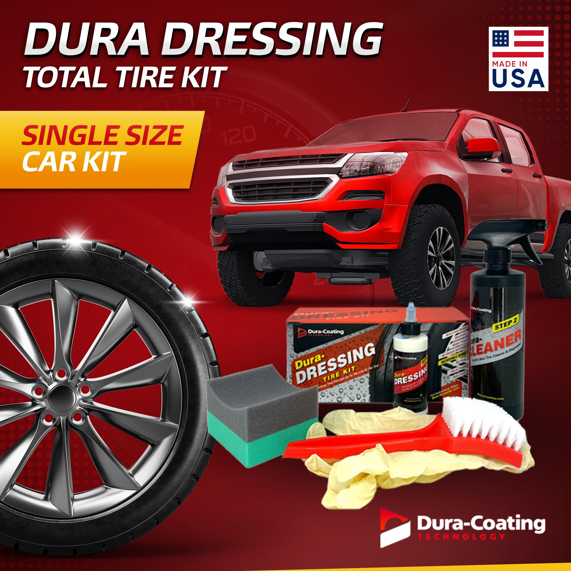 DURA-COATING TECHNOLOGY Total Tire Kit - Tire Dressing, Cleaning & Restoration for High Gloss Finish - Made in USA