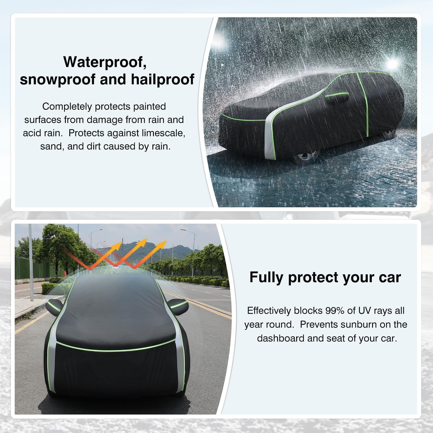 Cartist 420D Car Cover for Chevy Trailblazer 2011-2026, Black/Silver, Waterproof, UV Protection, Reflective Strips, Model CAR0181
