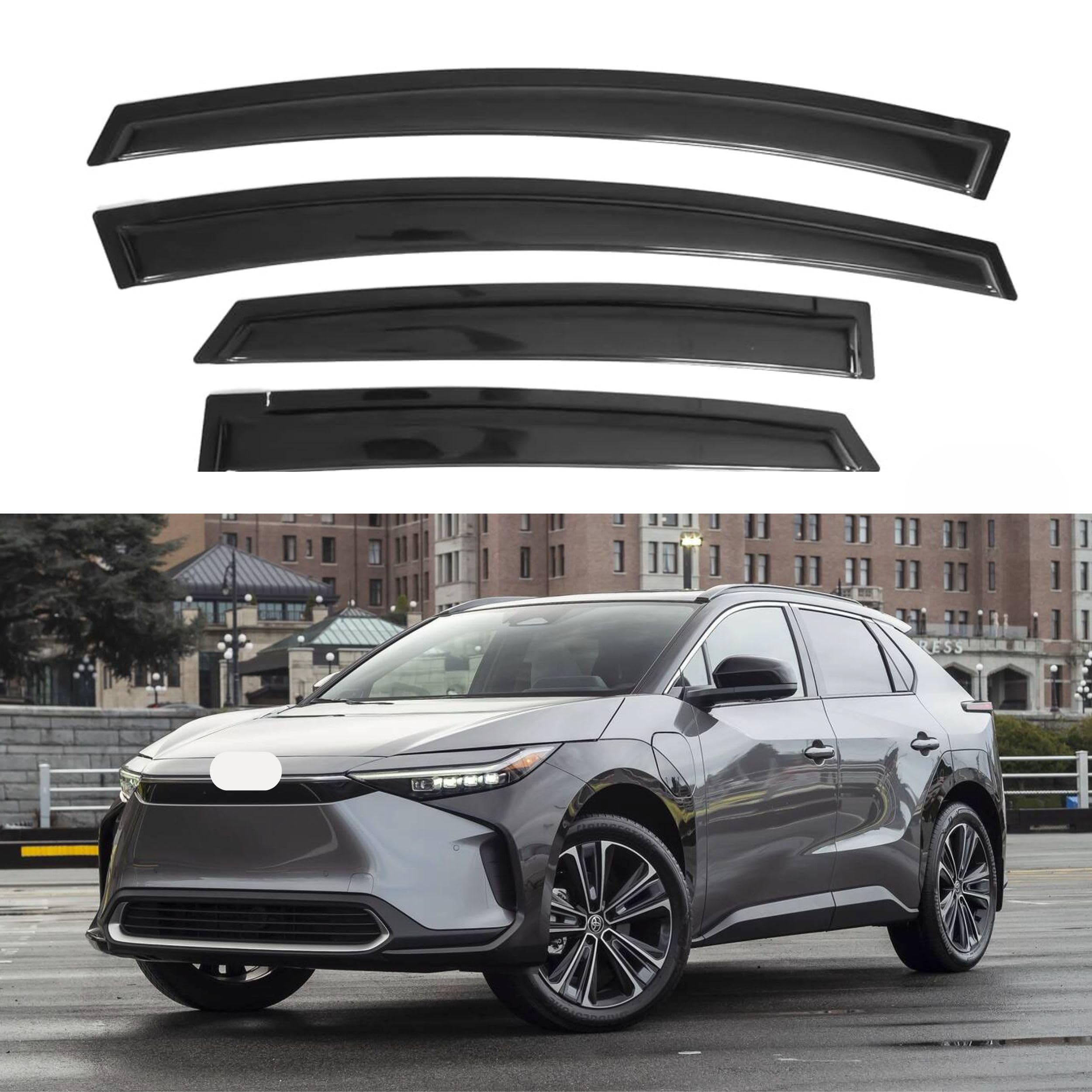 Ig Window Visor For Toyota Bz4X 2023-2024, Rain Guard Tape-On Extra Durable Sun Wind Side Vent Window Deflector, 2023 2024