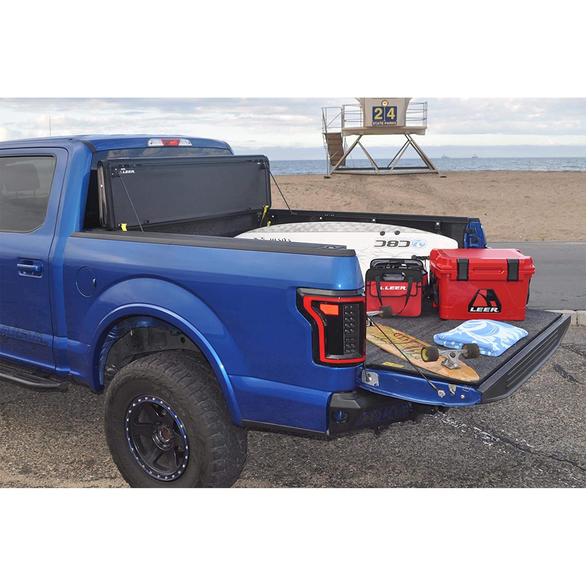 Leer Hf650M Quad-Folding Truck Bed Tonneau Cover, Fits Ford F-150 Light Duty, Years 2015-2024, 6'6 Truck Bed, Black