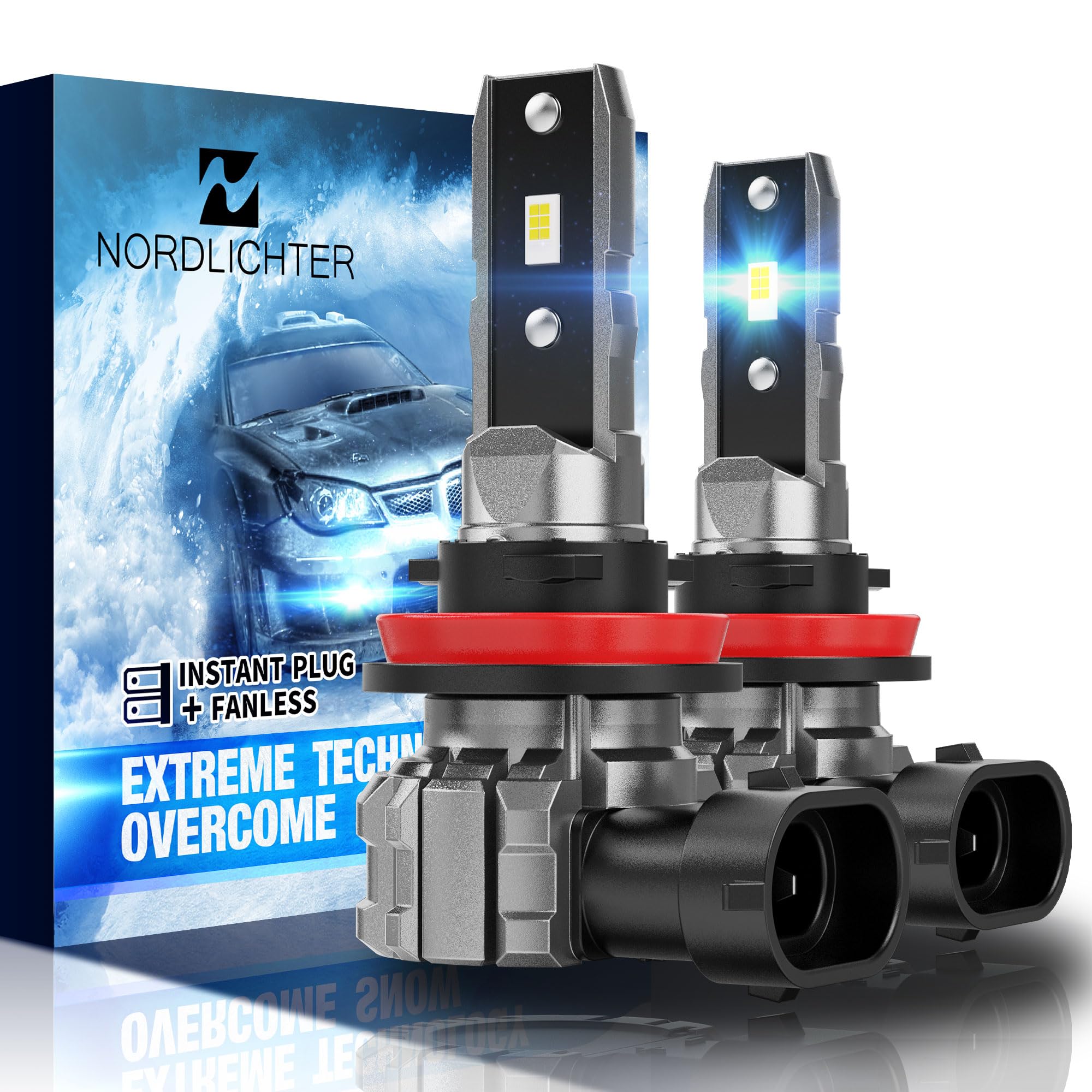 N Nordlichter H11 Bulbs, H11 Fog Light 300% Brightness 1:1 Mini Size 6500K Xenon White Fanless Wireless Bulbs For Car (Pack Of 2