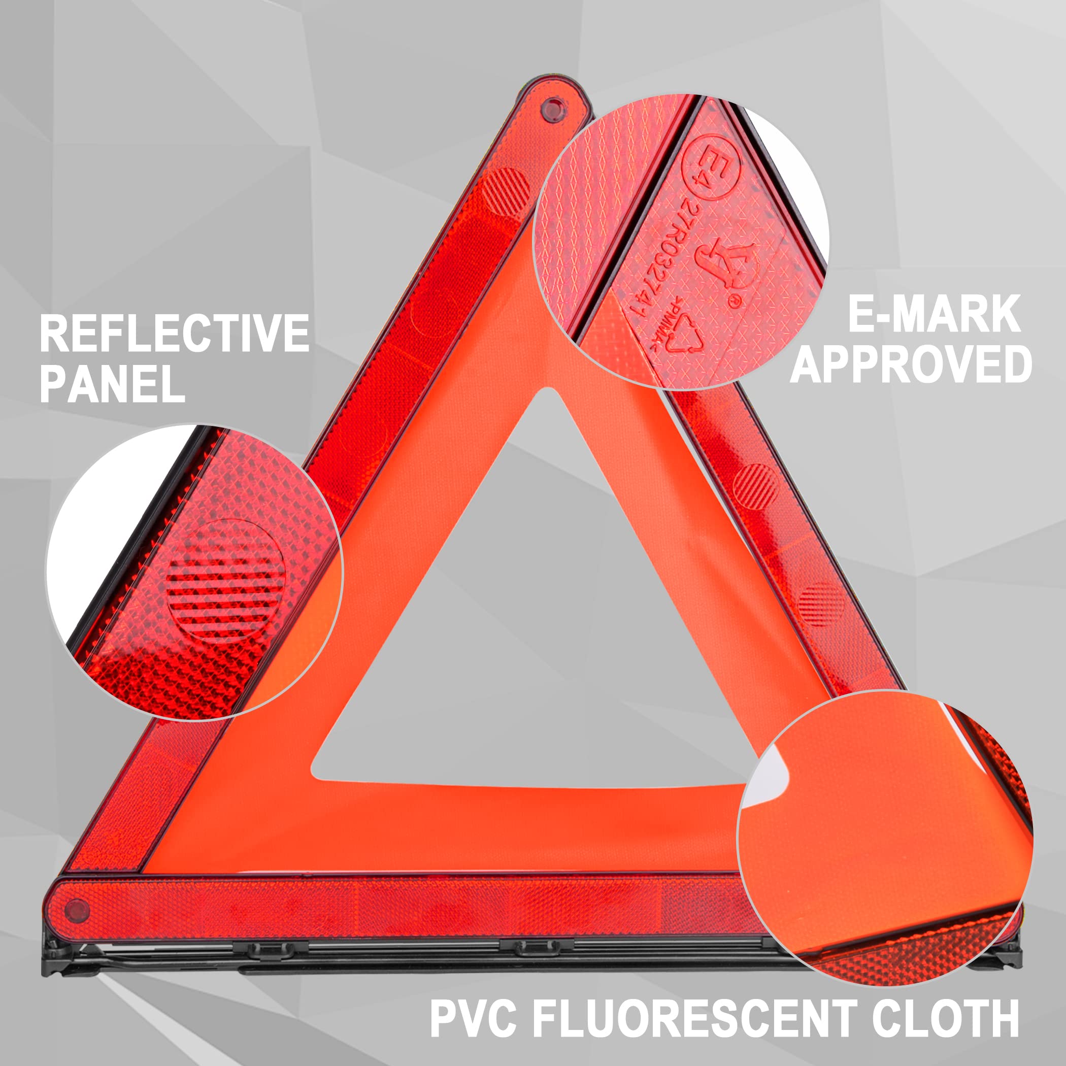 Cartman Foldable Warning Triangle Emergency Warning Triangle Reflector Safety Triangle Kit, Pack Of 3, With Storage Case