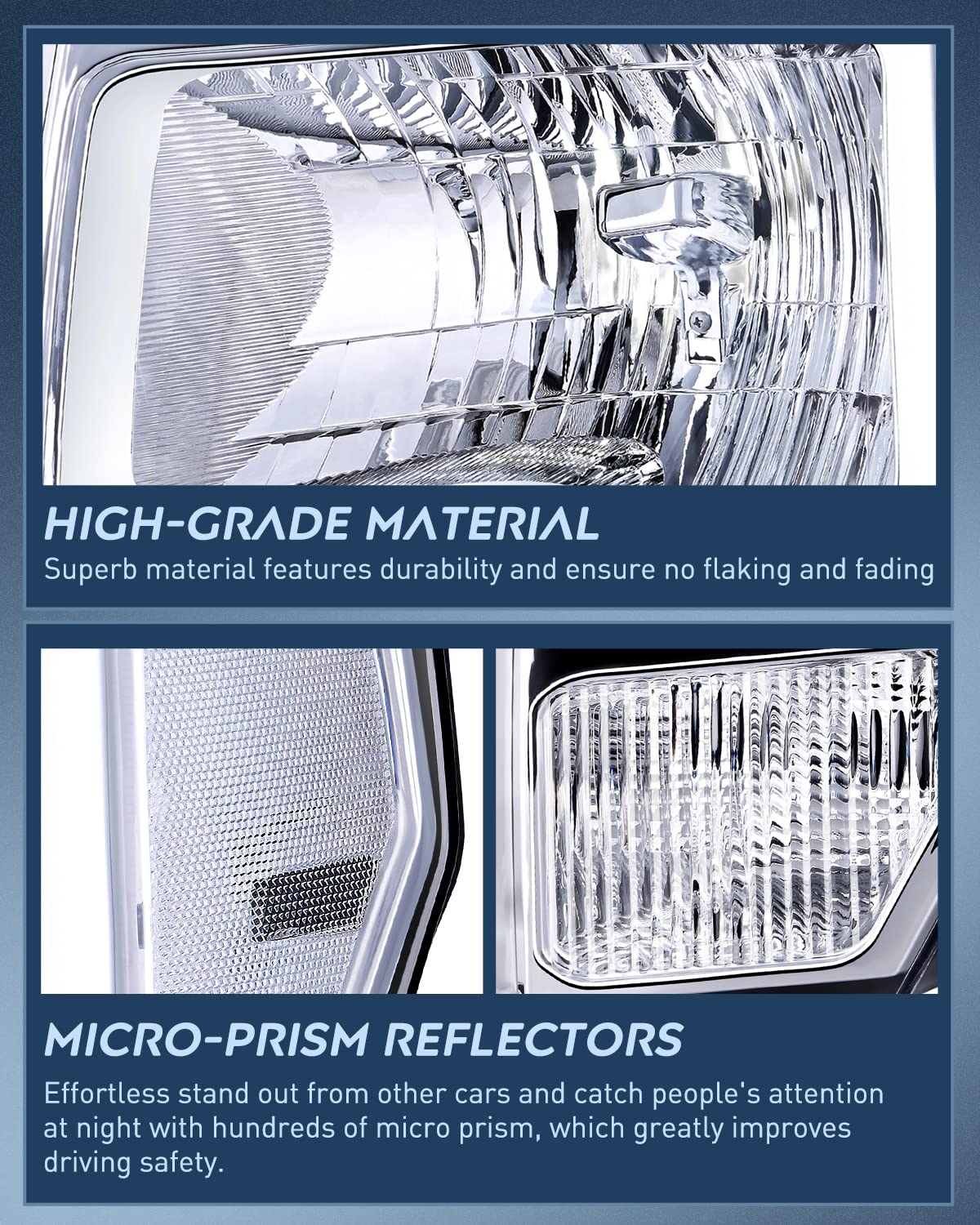 Nilight Headlight Assembly for 2009-2014 F150, Chrome Housing, Clear Lens, Driver & Passenger Side, 2 Pack