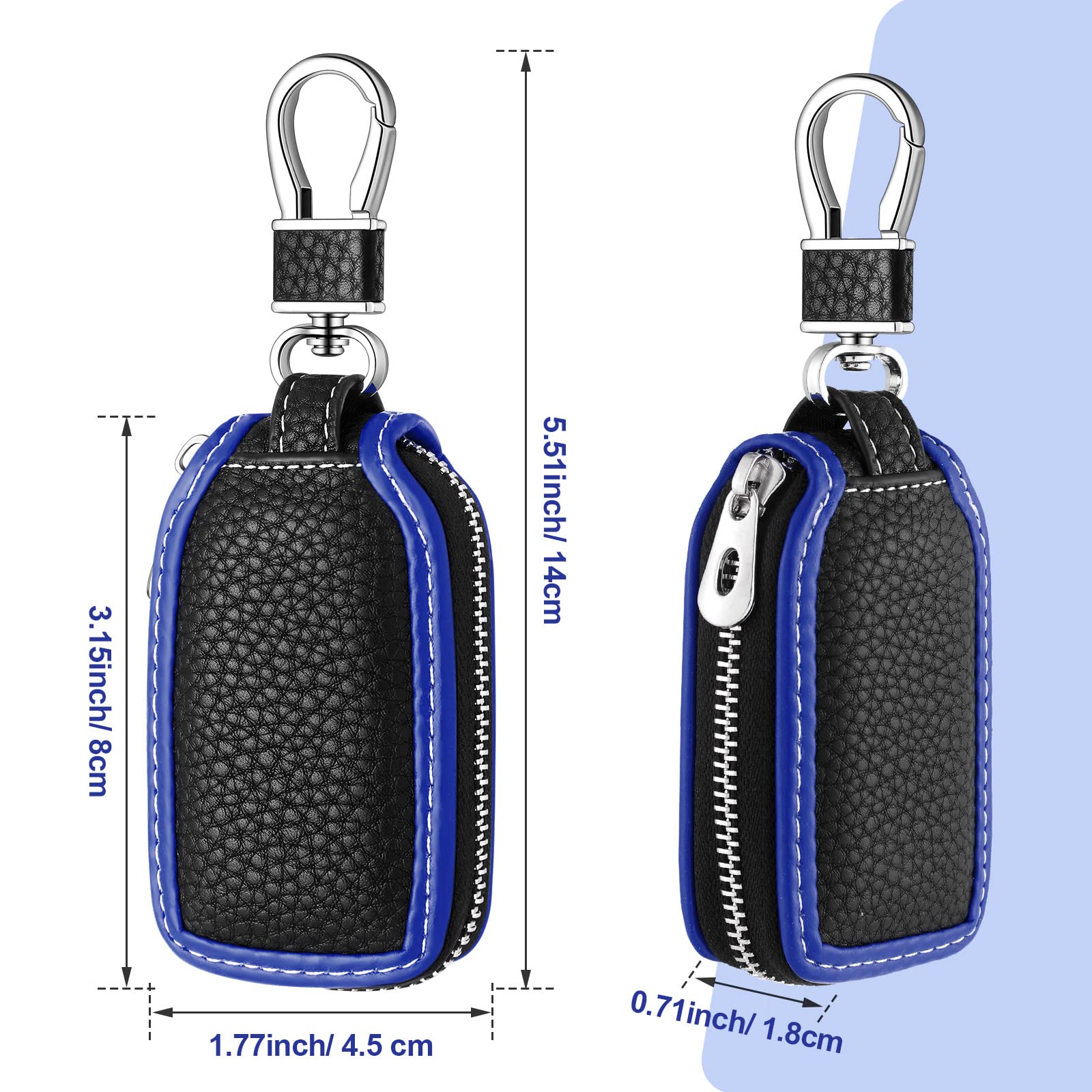 Frienda 2 Pieces Leather Car Key Chain Case Holder Auto Key Fob Holder Smart Protector Cover (Blue)