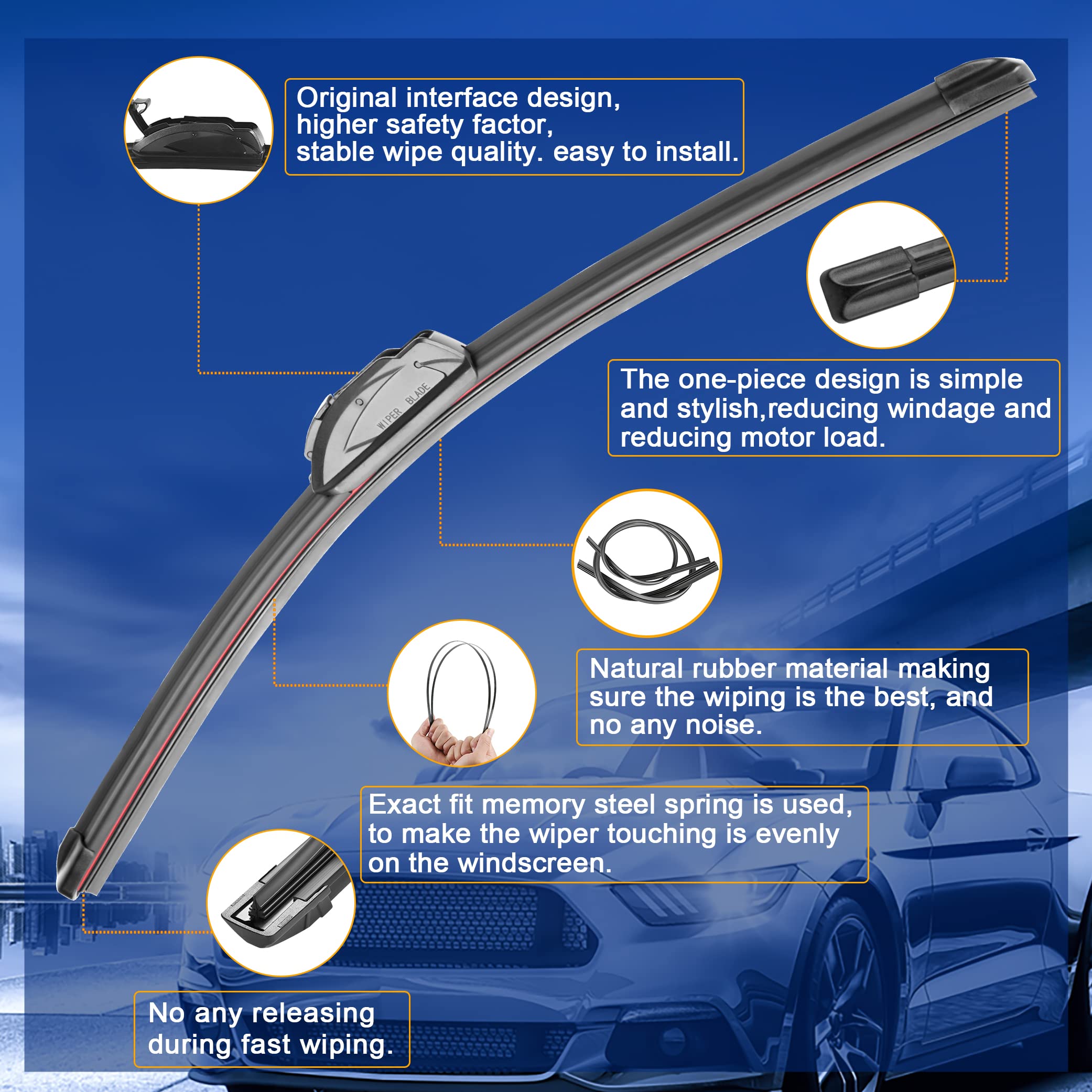 Raintok Windshield Wiper Blade Replacement For Toyota 4Runner 2010-2022 Original Equipment Replacement Front Rear Wiper Blades -